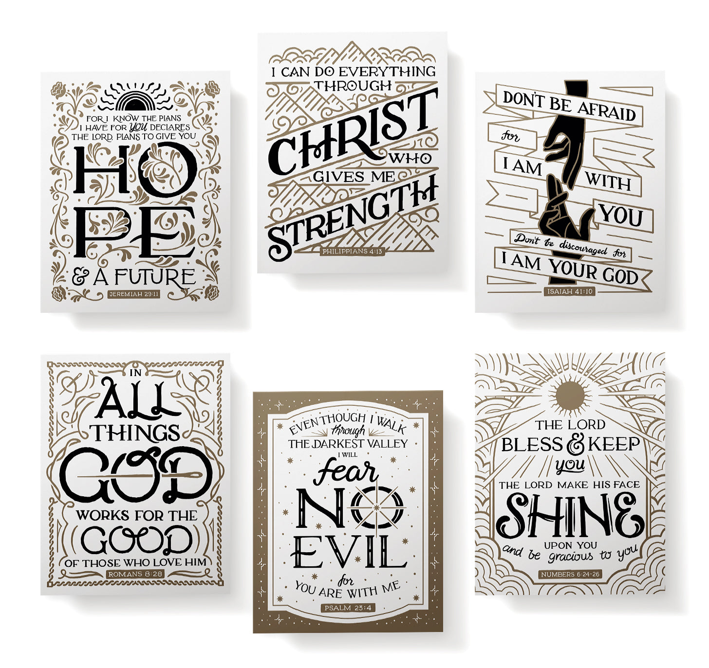 Scripture Encouragement Christian Greeting Cards with Envelopes - Set of 12