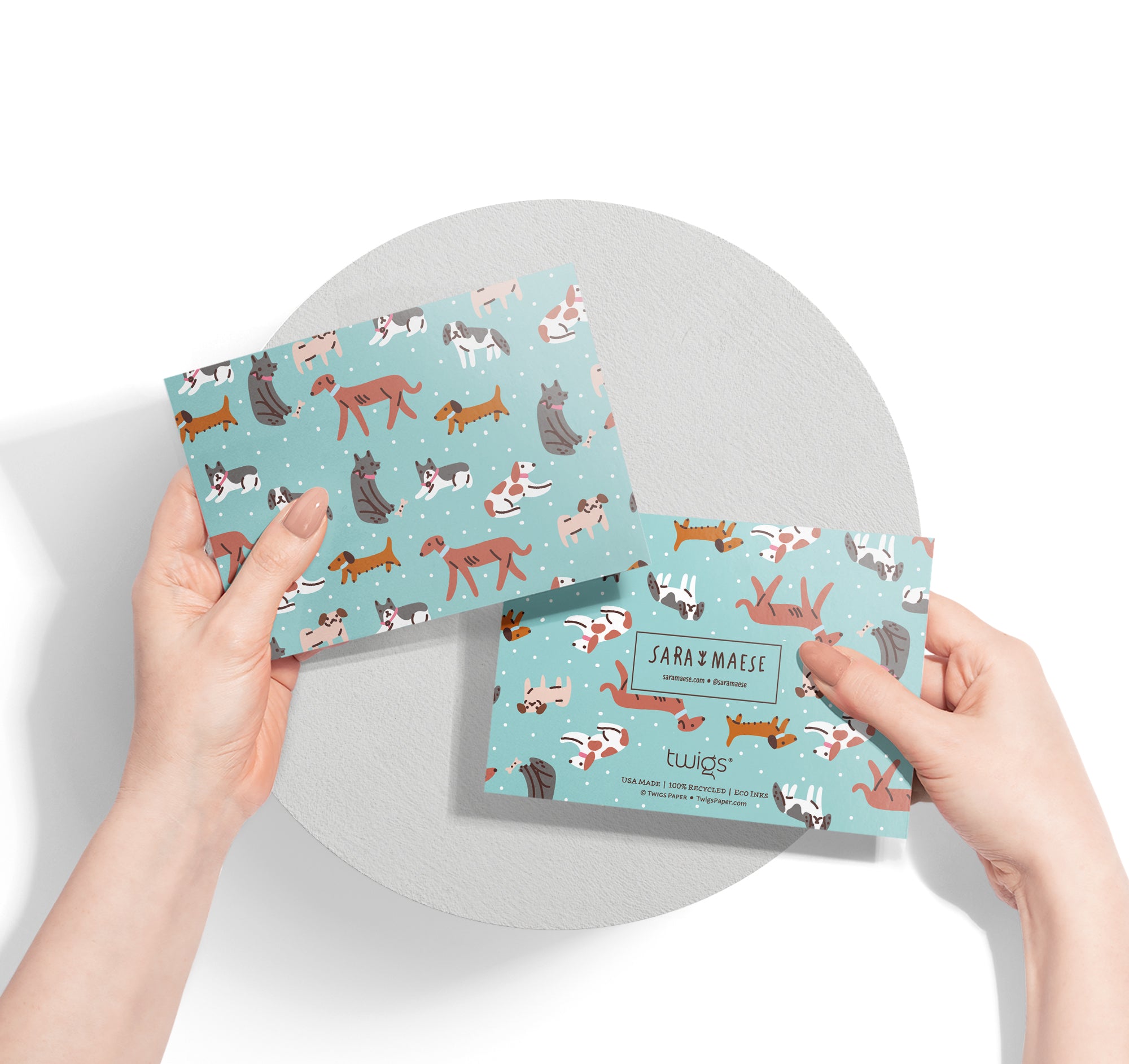 Paw Prints Dog Greeting Card Set with Envelopes (12 Cards)