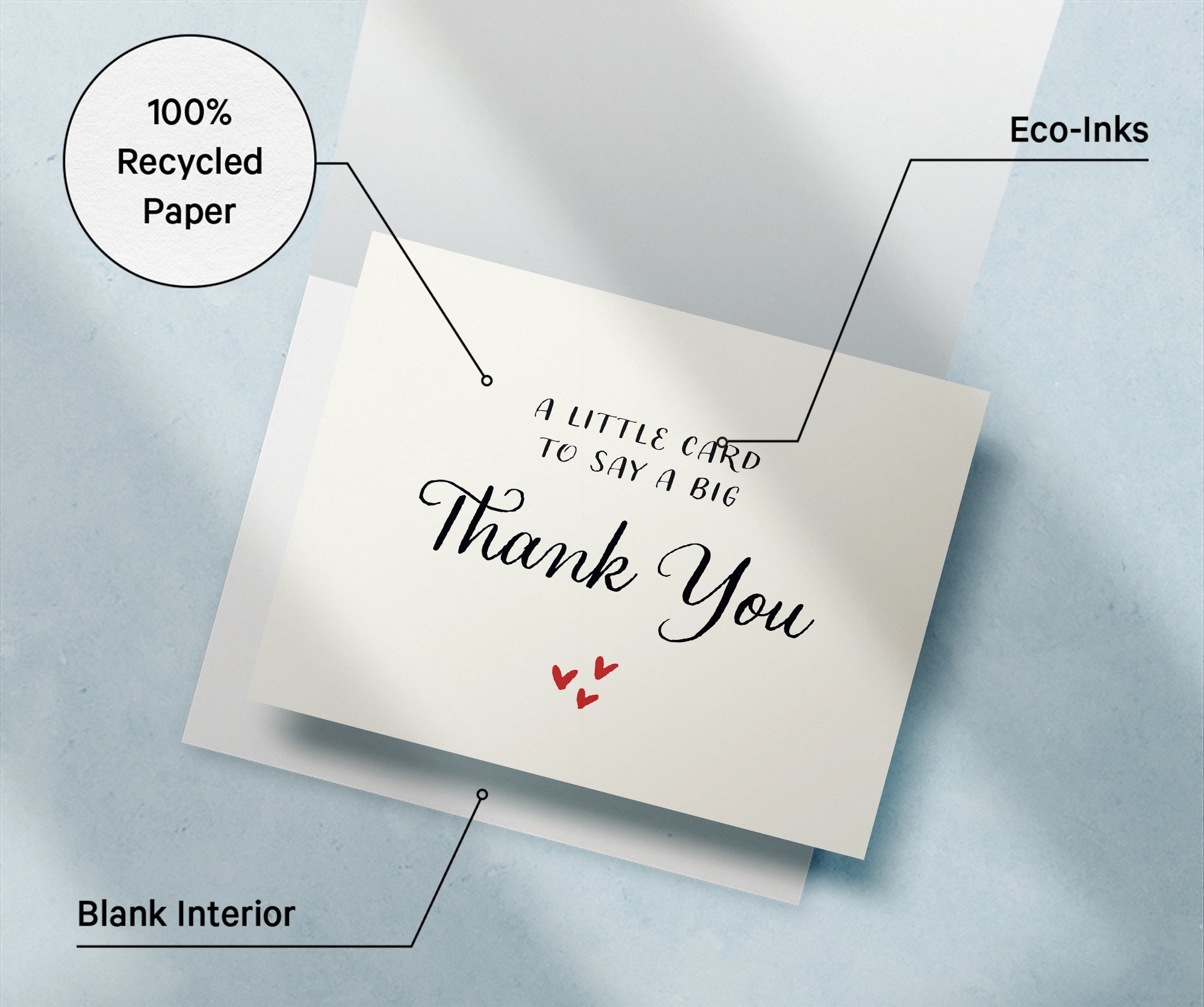 A Little Card to Say a Big Thank You Cards, set of 12 with envelopes, Twigs Paper - view 6