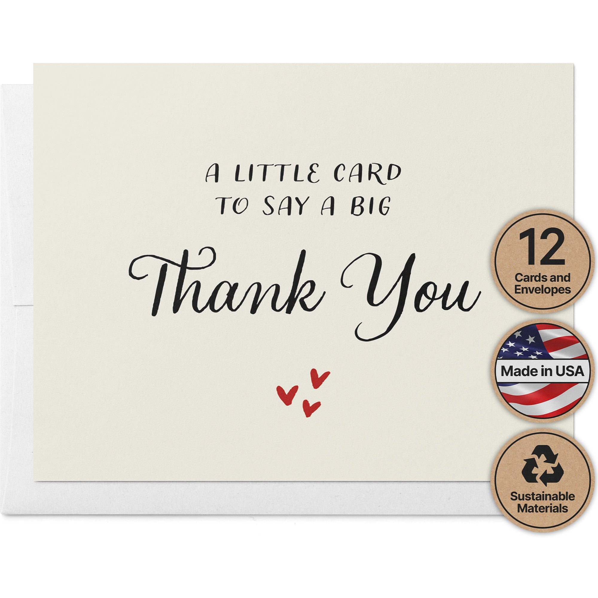 A Little Card to Say a Big Thank You - Cards with Envelopes - Set of 12
