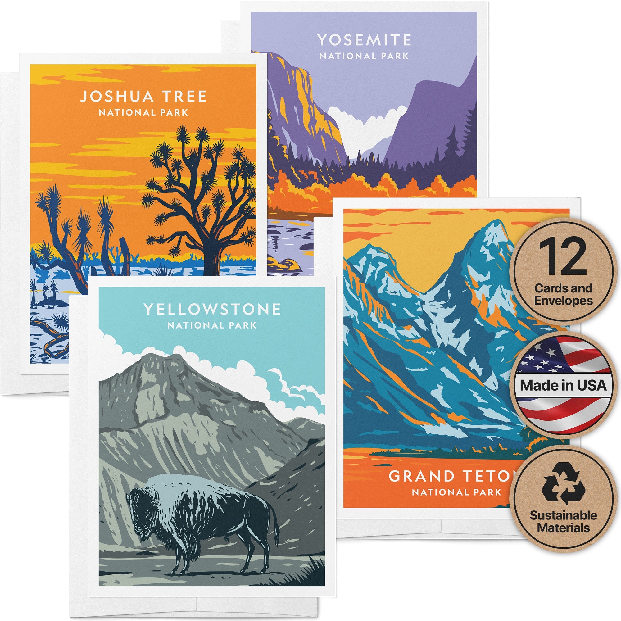American Wilderness National Park Cards with Envelopes - Set of 12