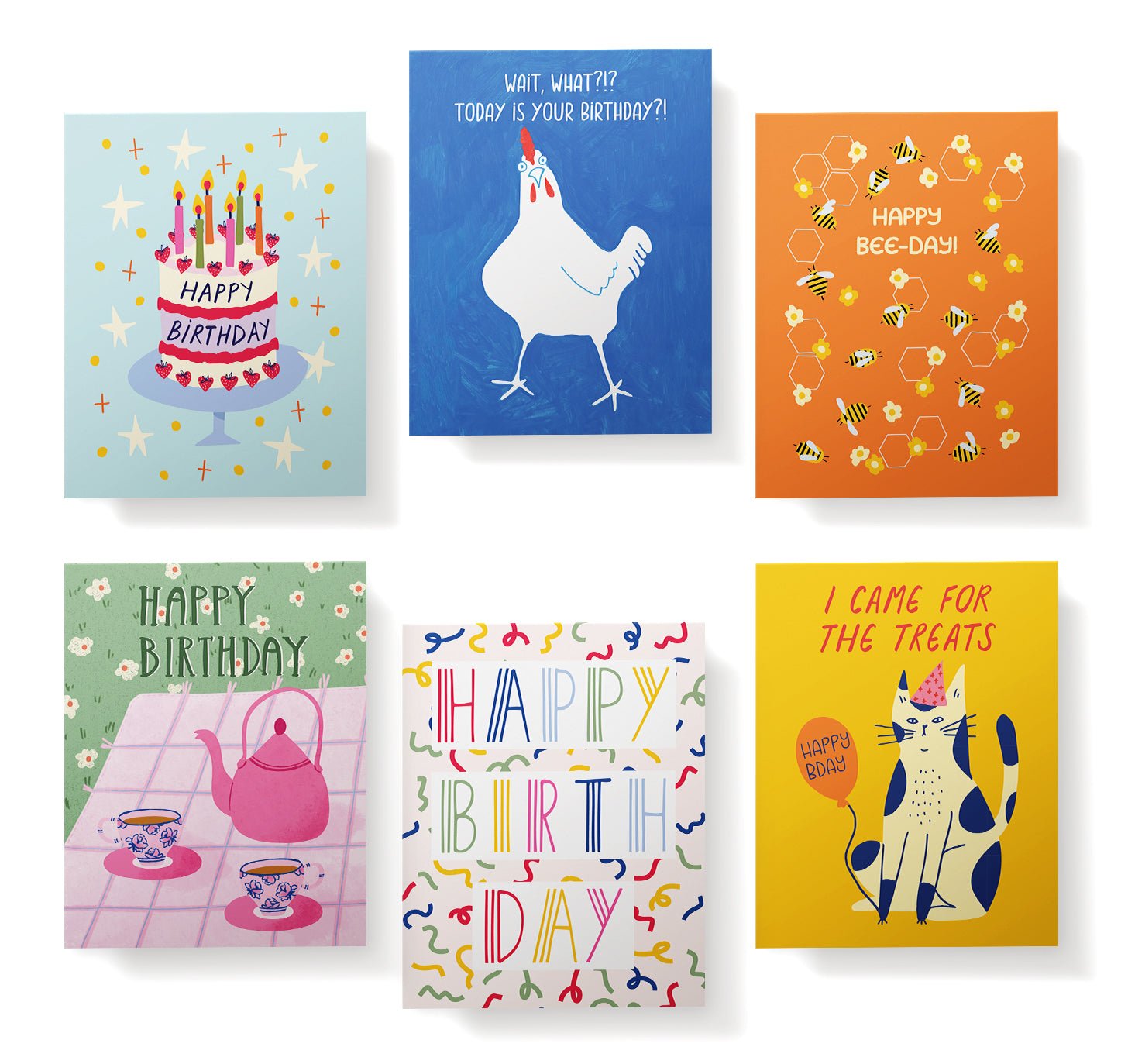 Artful Birthdays – Illustrated Birthday Card Set (12 Cards)