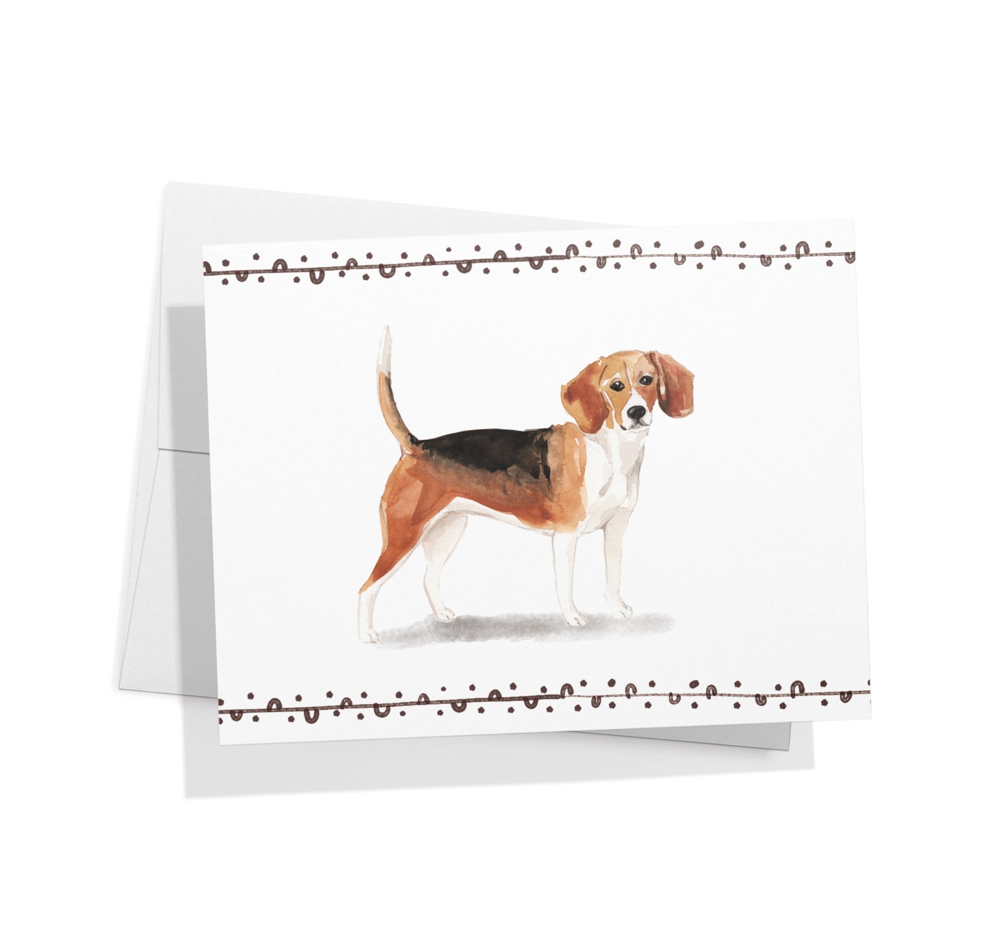 Beagle Watercolor Dog Greeting Cards with Envelopes - Set of 12