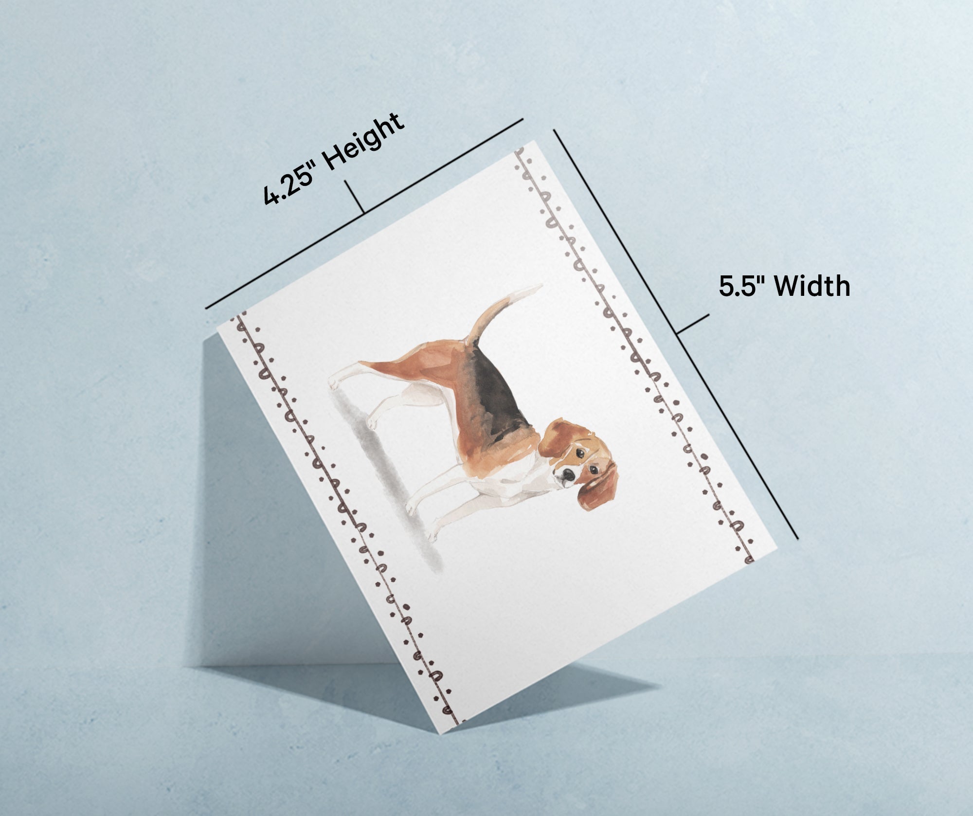 Beagle Watercolor Dog Greeting Cards with Envelopes - Set of 12