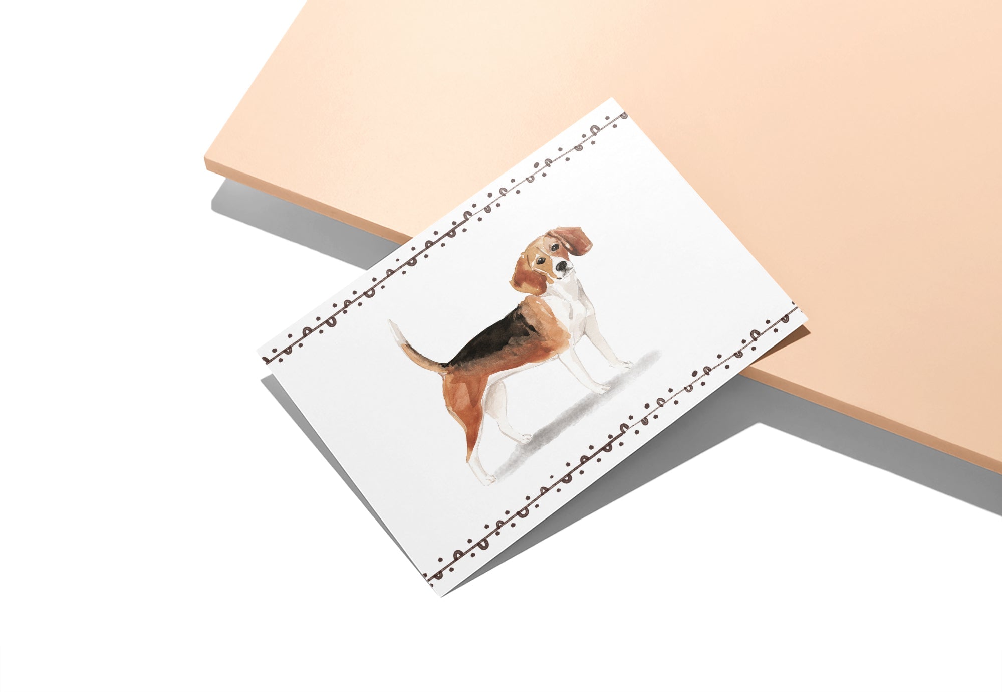 Beagle Watercolor Dog Greeting Cards with Envelopes - Set of 12