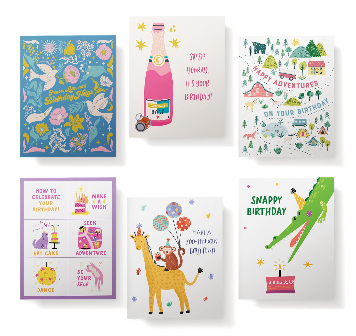 Birthday Bash Funny Birthday Cards with Envelopes - Set of 12