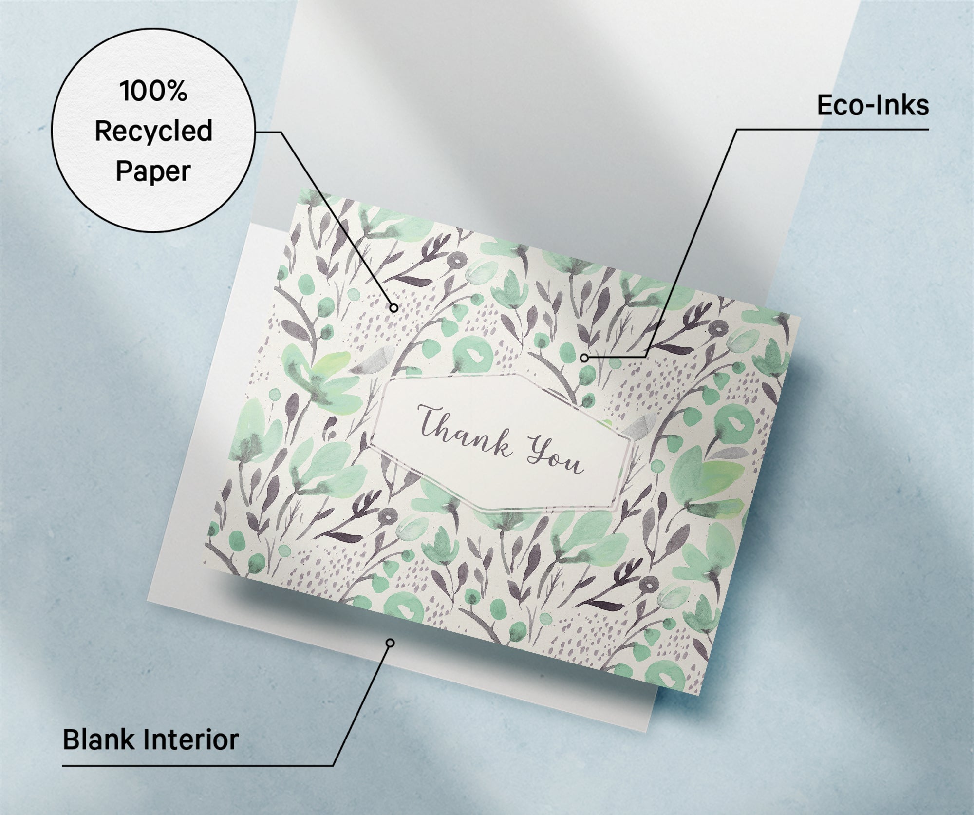 Blossom Bliss Watercolor Flower Thank You Cards with Envelopes - Set of 12