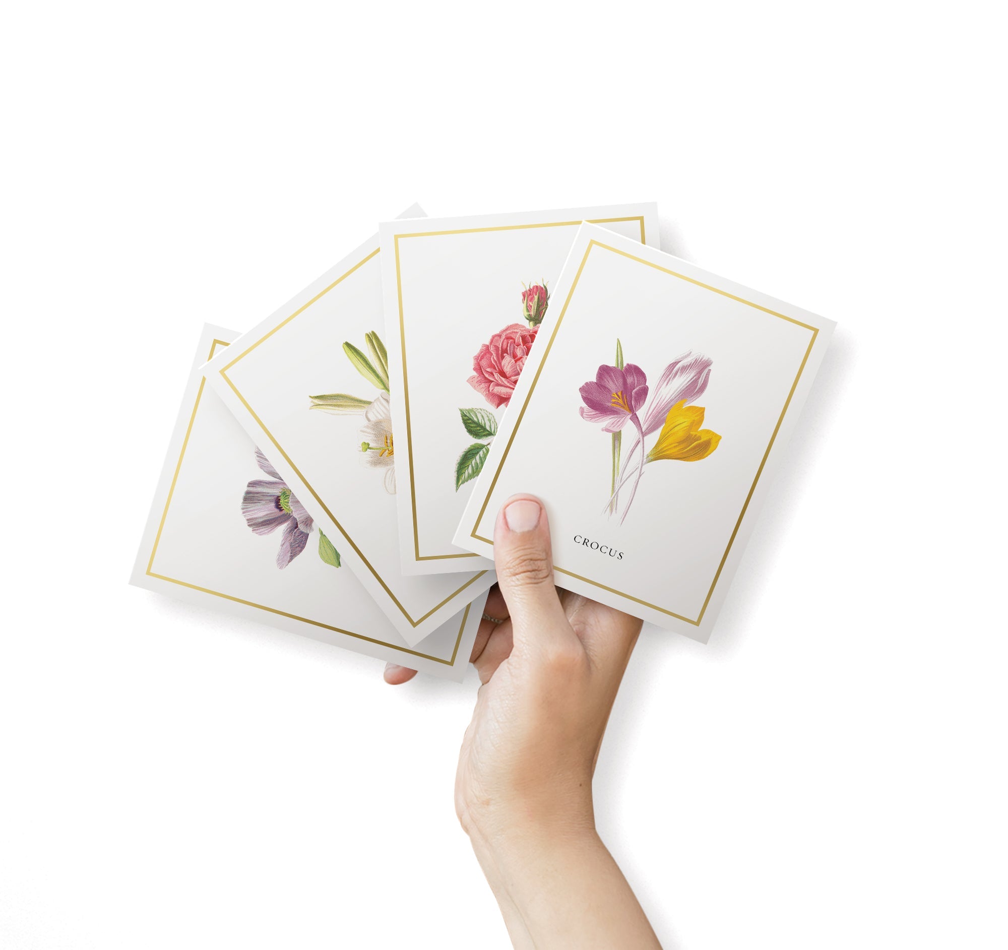 Botanical Beauty Garden Flower Greeting Cards with Envelopes - Set of 12