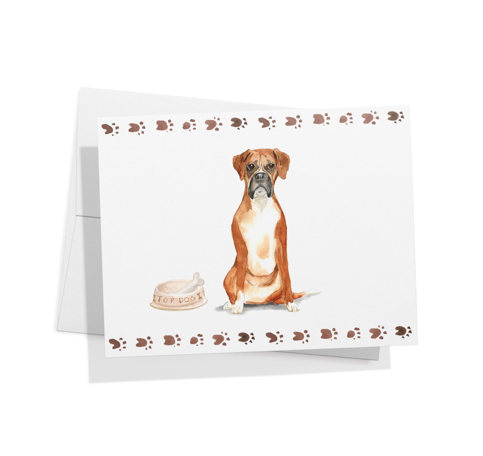 Boxer Dog Watercolor Greeting Cards with Envelopes - Set of 12