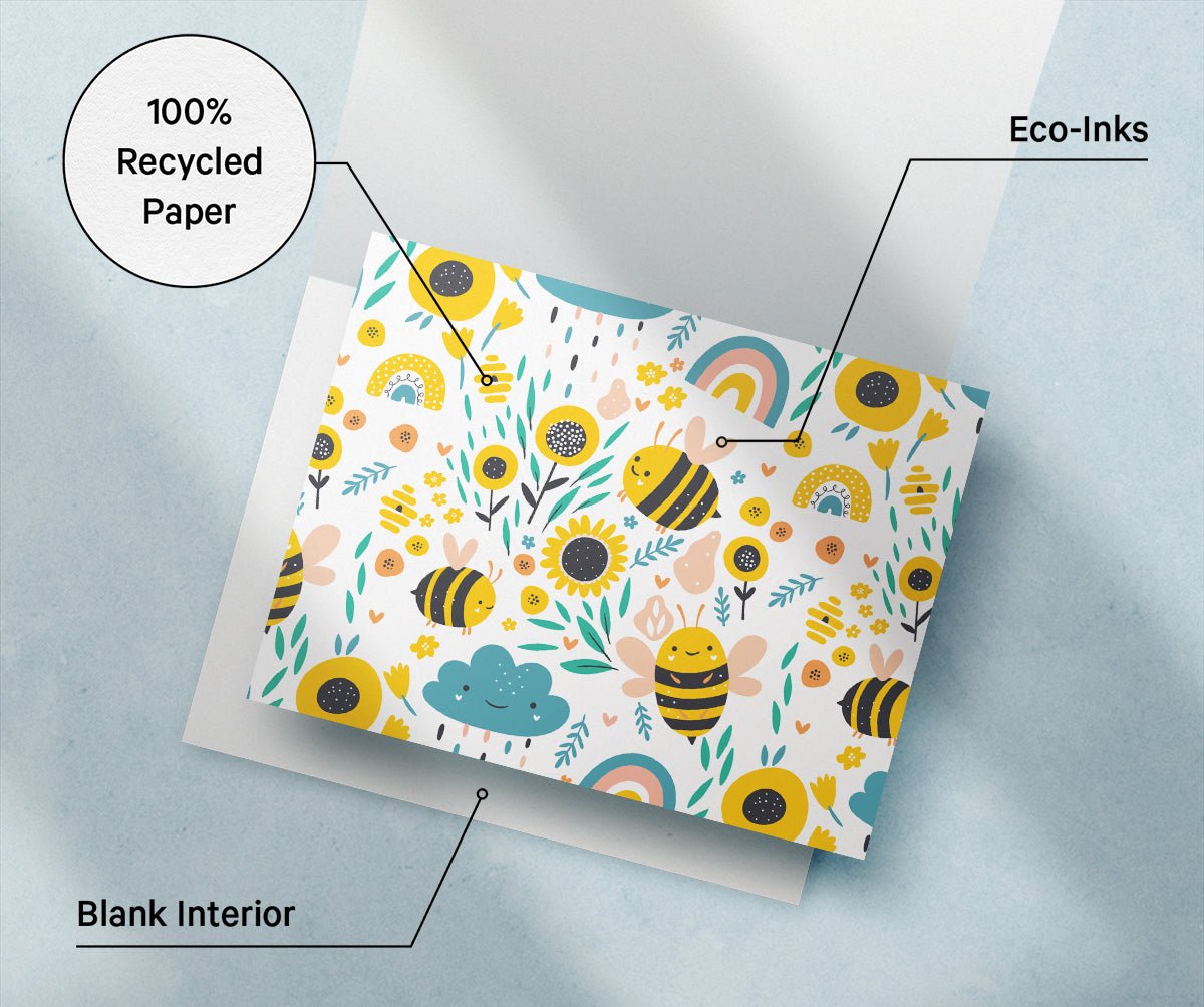 Bumble of Joy Bee Greeting Cards with Envelopes - Set of 12
