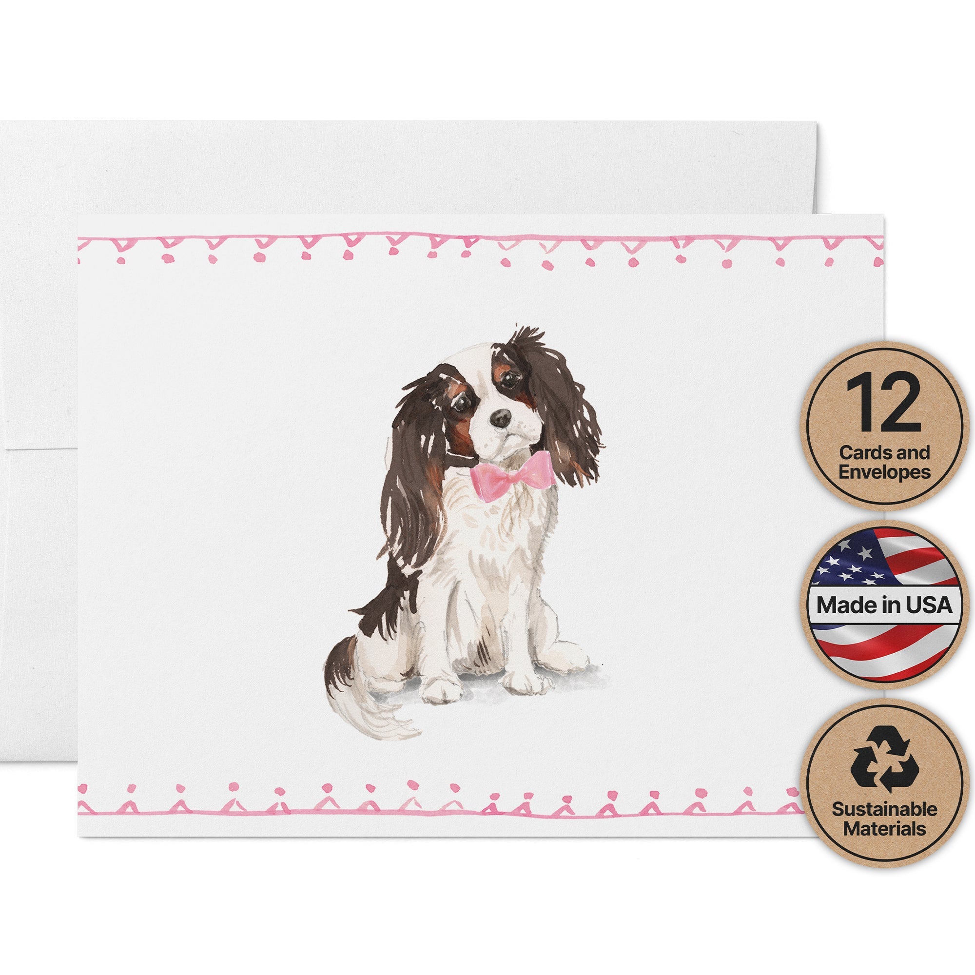 Cavalier King Charles Spaniel Greeting Cards with Envelopes - Set of 12
