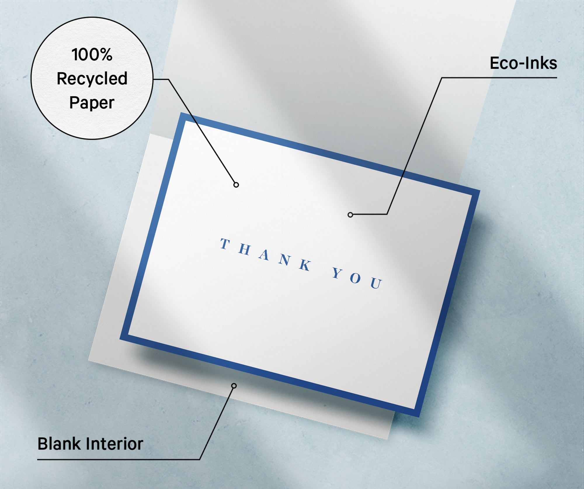 Classic Thank You Greeting Cards, set of 12 with envelopes, Twigs Paper - view 5