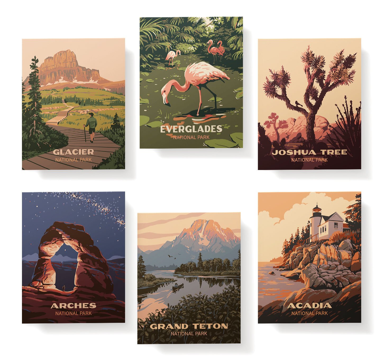 Explore America Vintage National Park Cards with Envelopes - Set of 12