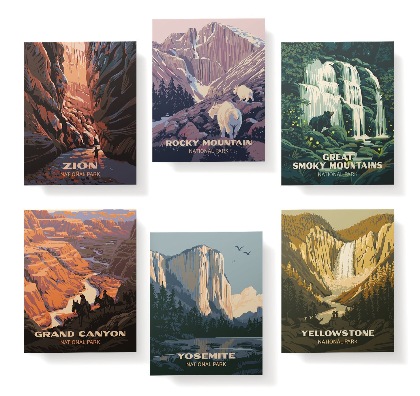 Explore America Vintage National Park Cards with Envelopes - Set of 12