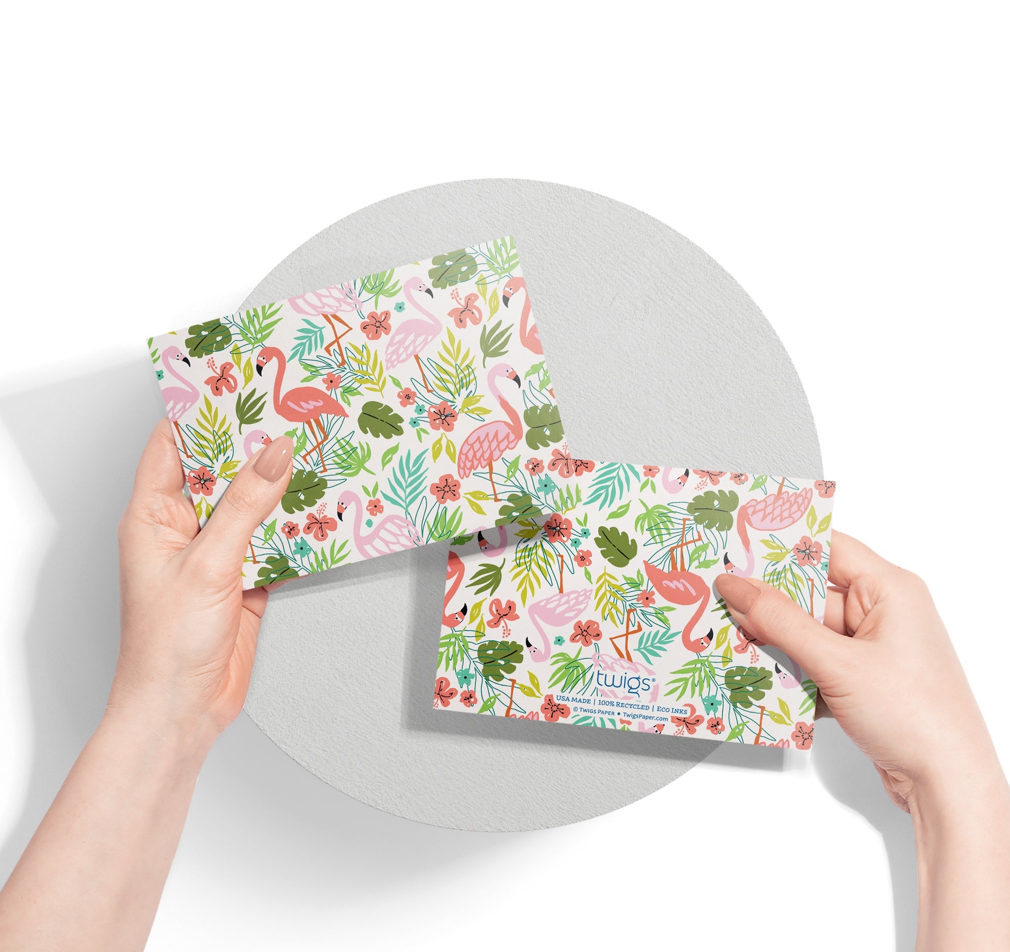 Flamingo Flair Tropical Greeting Cards with Envelopes - Set of 12