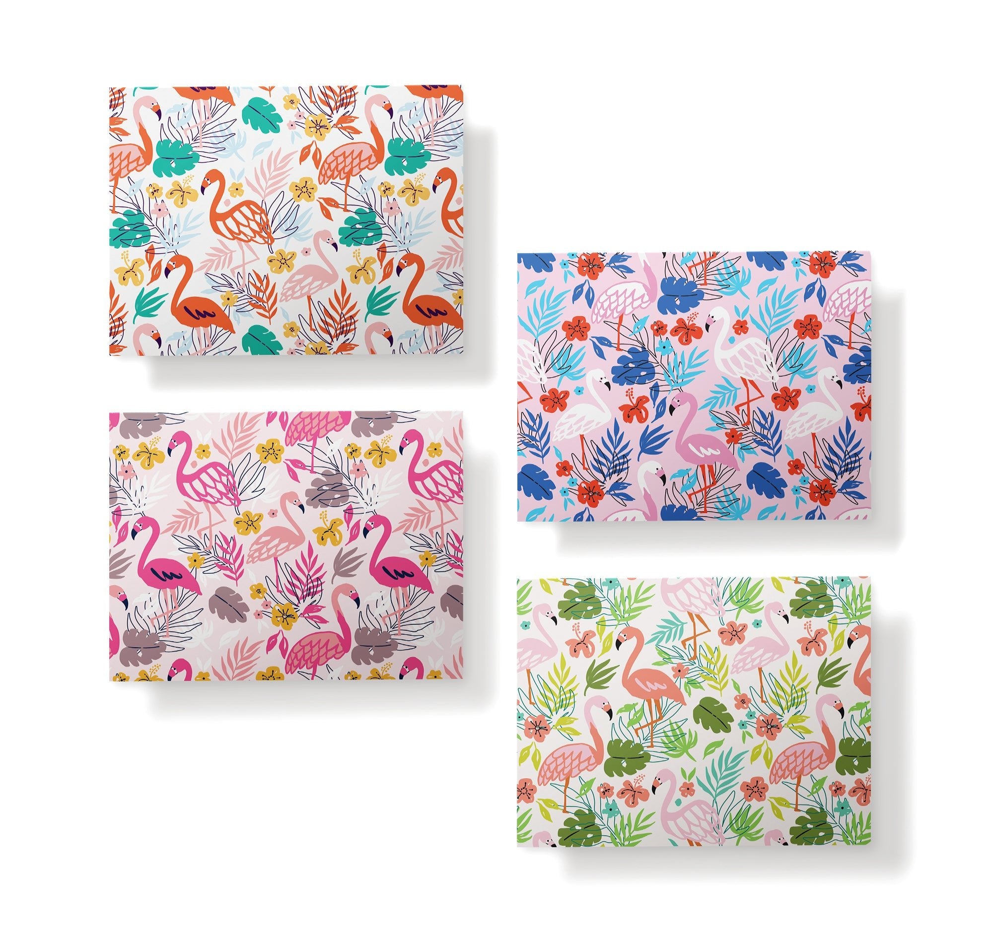Flamingo Flair Tropical Greeting Cards with Envelopes - Set of 12