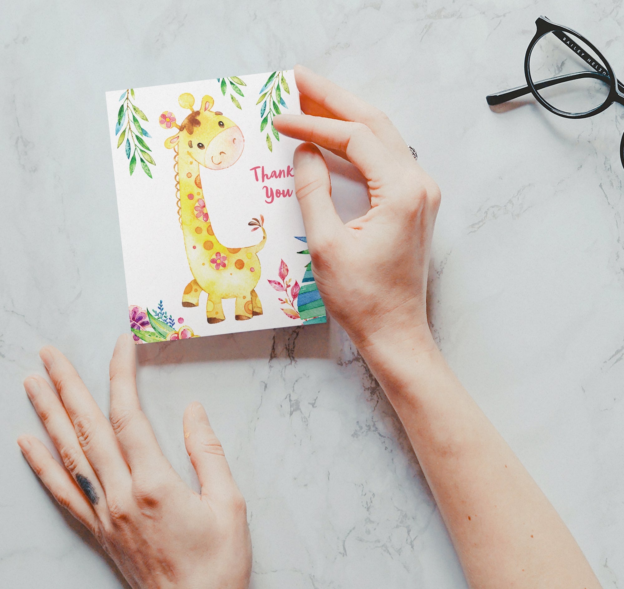 Jungle Jubilee Baby Shower Thank You Cards with Envelopes - Set of 12