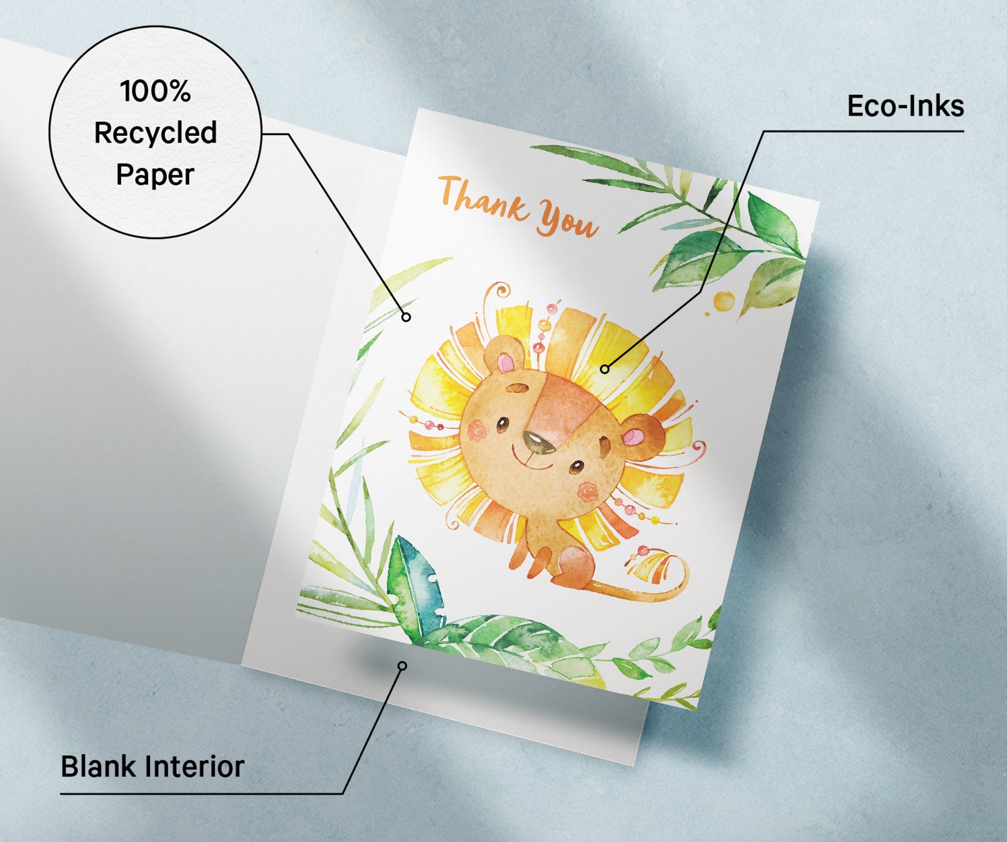 Jungle Jubilee Baby Shower Thank You Cards with Envelopes - Set of 12