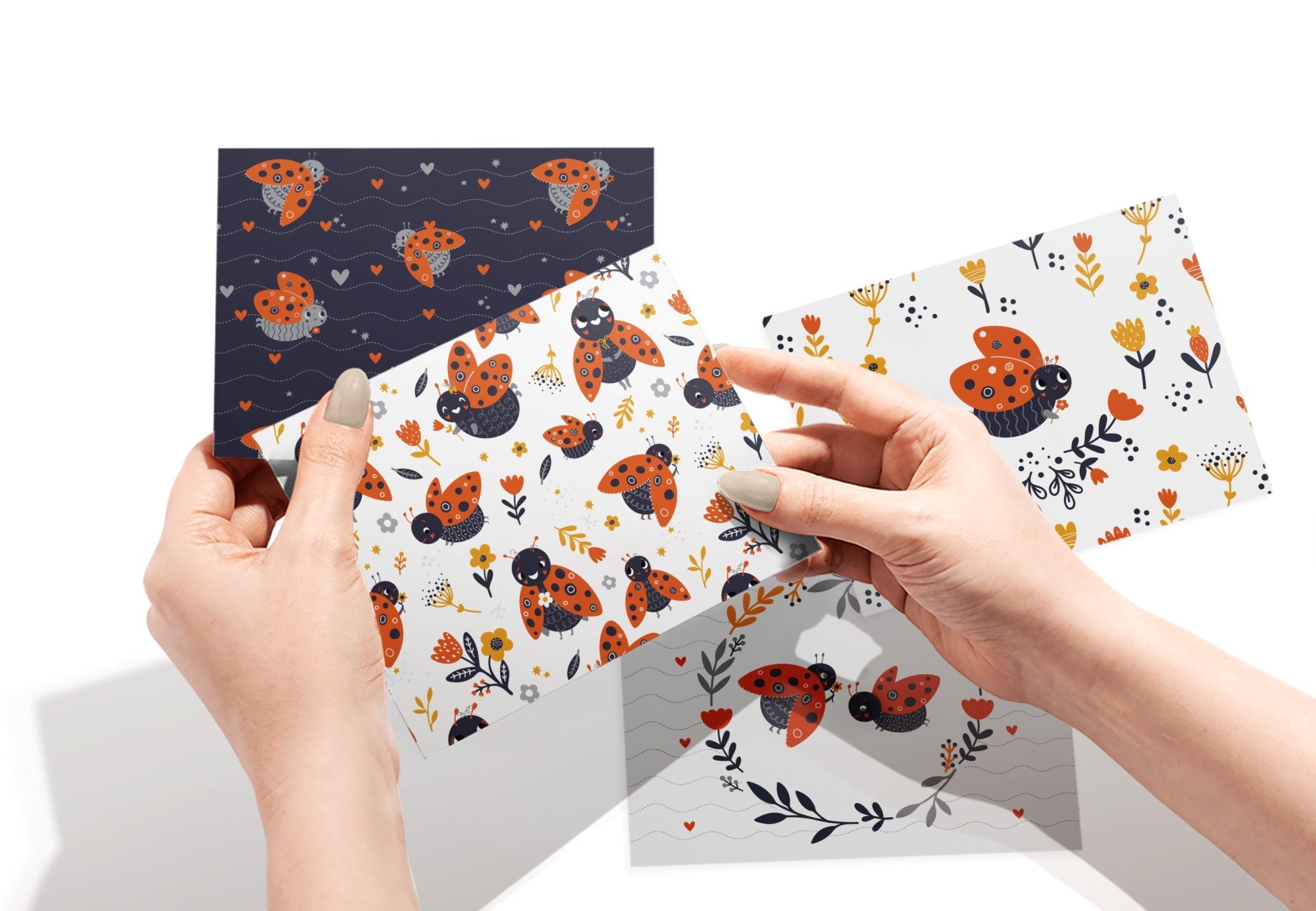 Little Ladybugs Greeting Cards with Envelopes - Set of 12