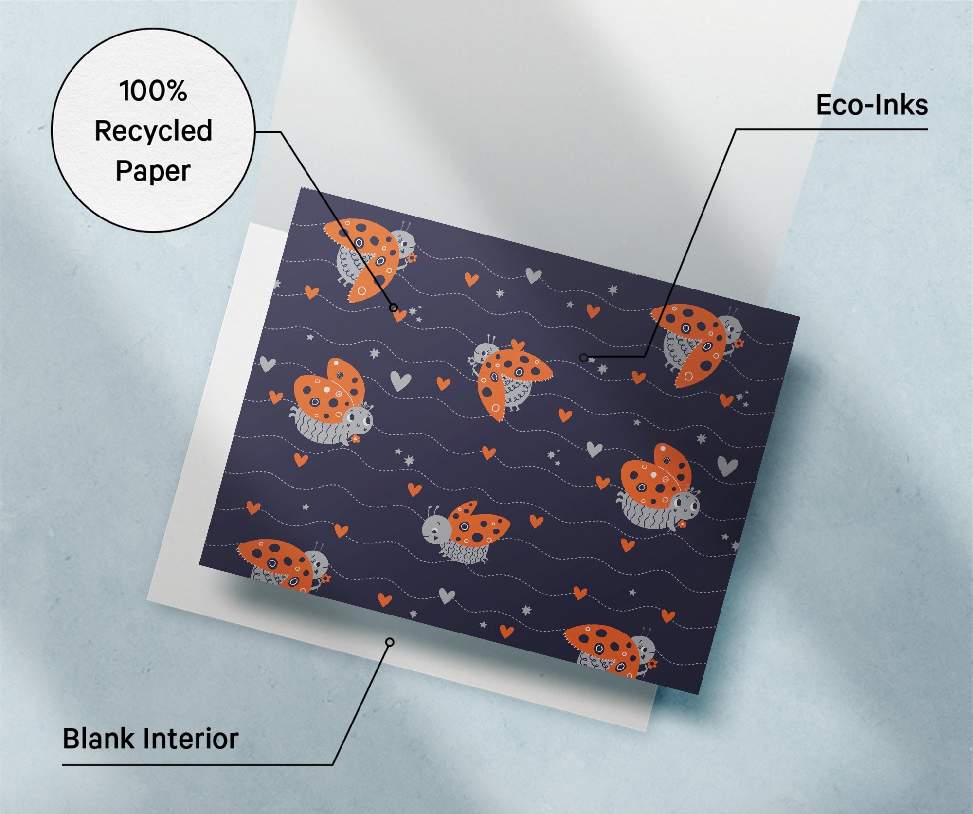 Little Ladybugs Greeting Cards with Envelopes - Set of 12