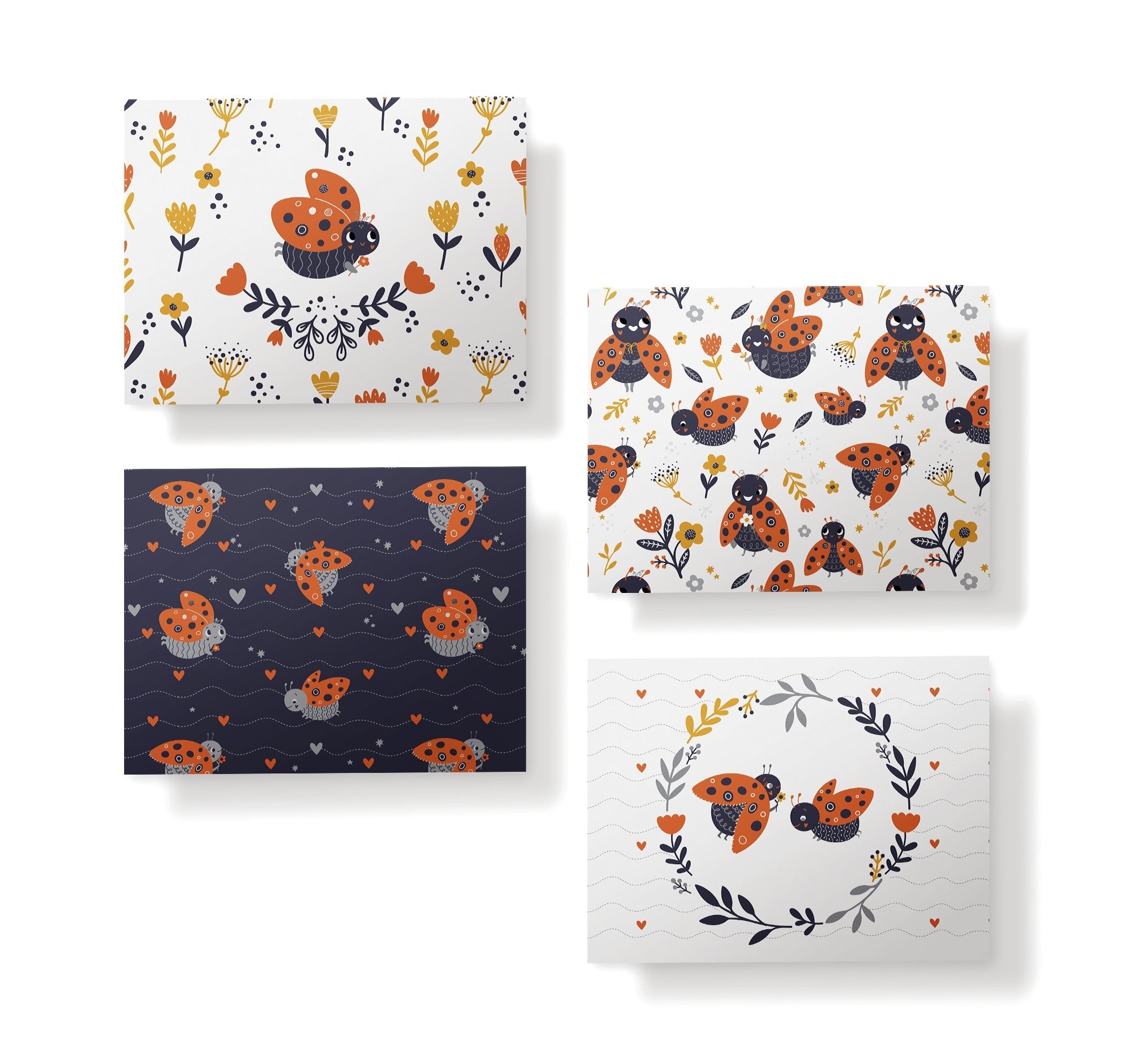 Little Ladybugs Greeting Cards with Envelopes - Set of 12