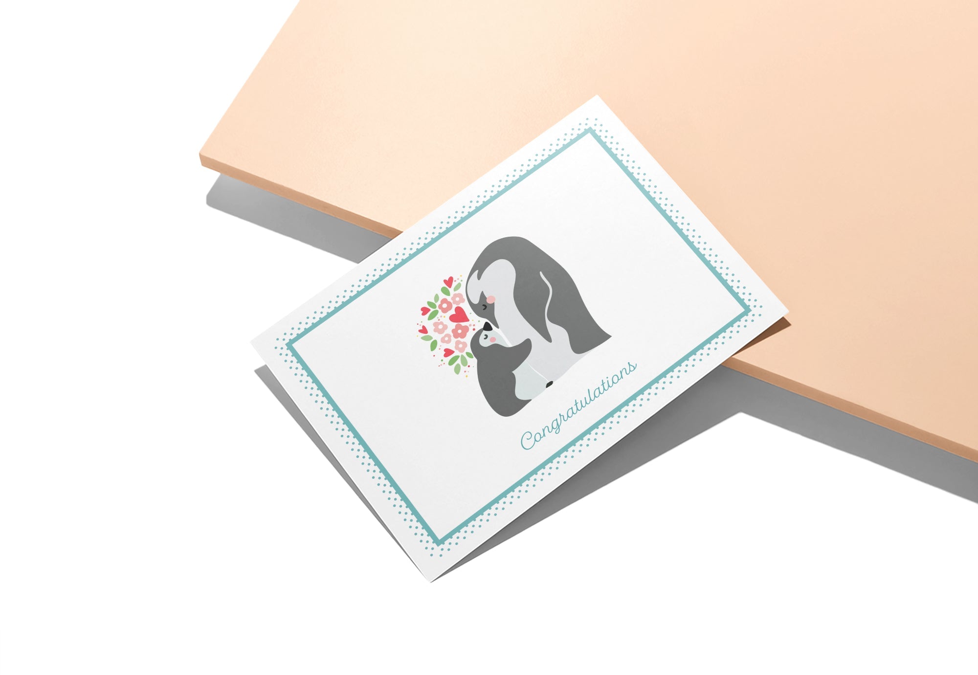 Mother & Baby Animal Congratulations Cards with Envelopes - Set of 12