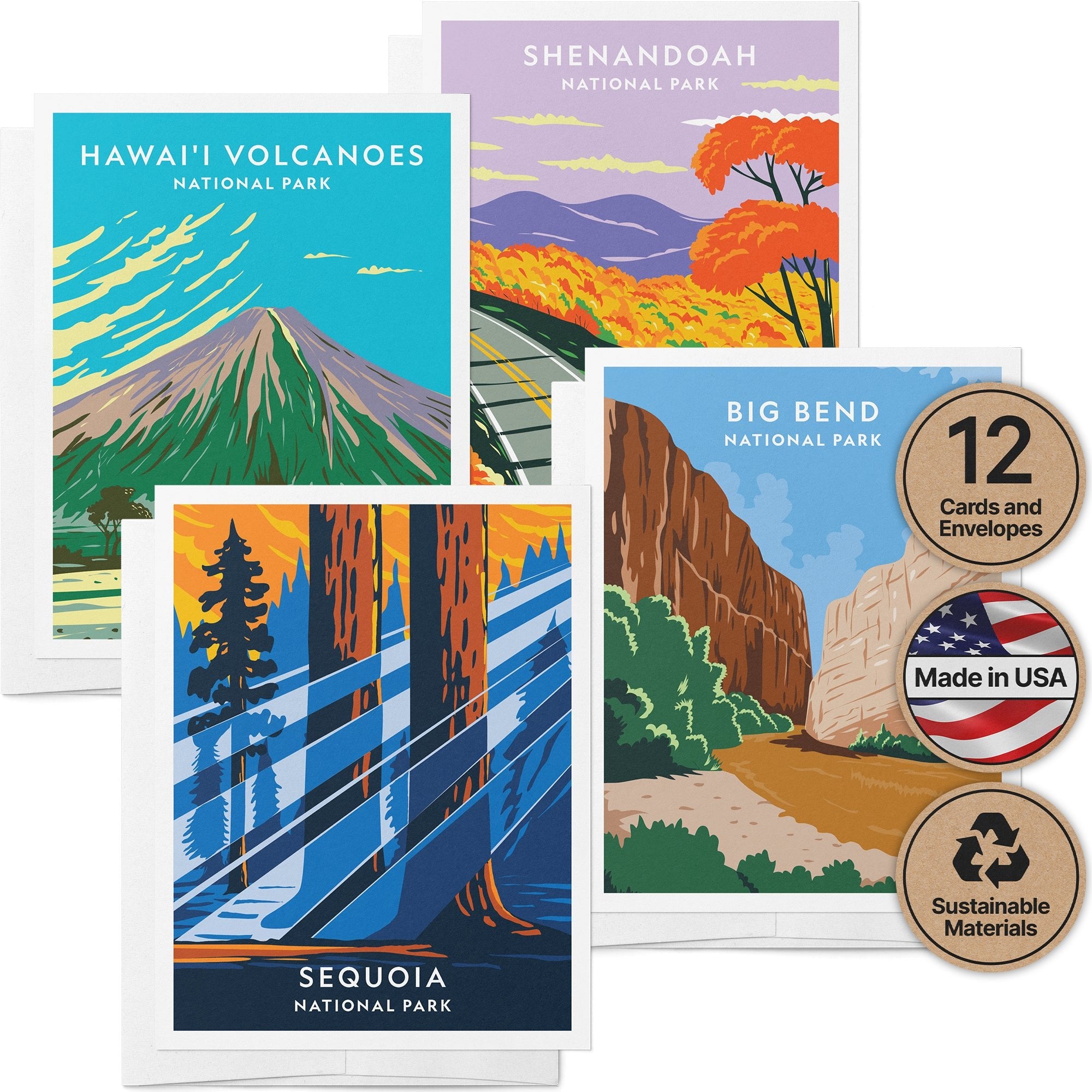 Natural Wonders National Park Cards with Envelopes - Set of 12