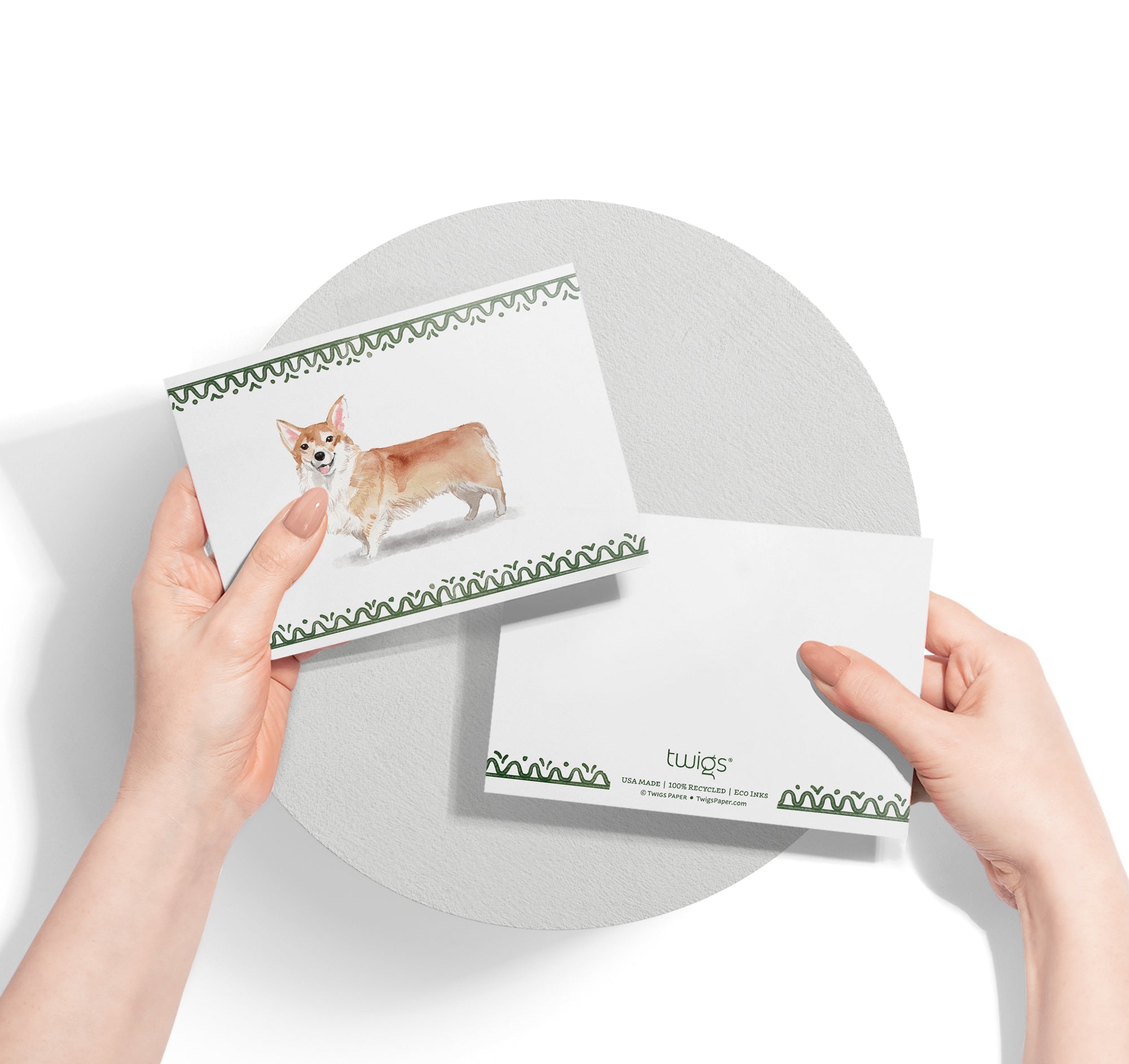 Pembroke Welsh Corgi Watercolor Dog Greeting Cards with Envelopes - Set of 12