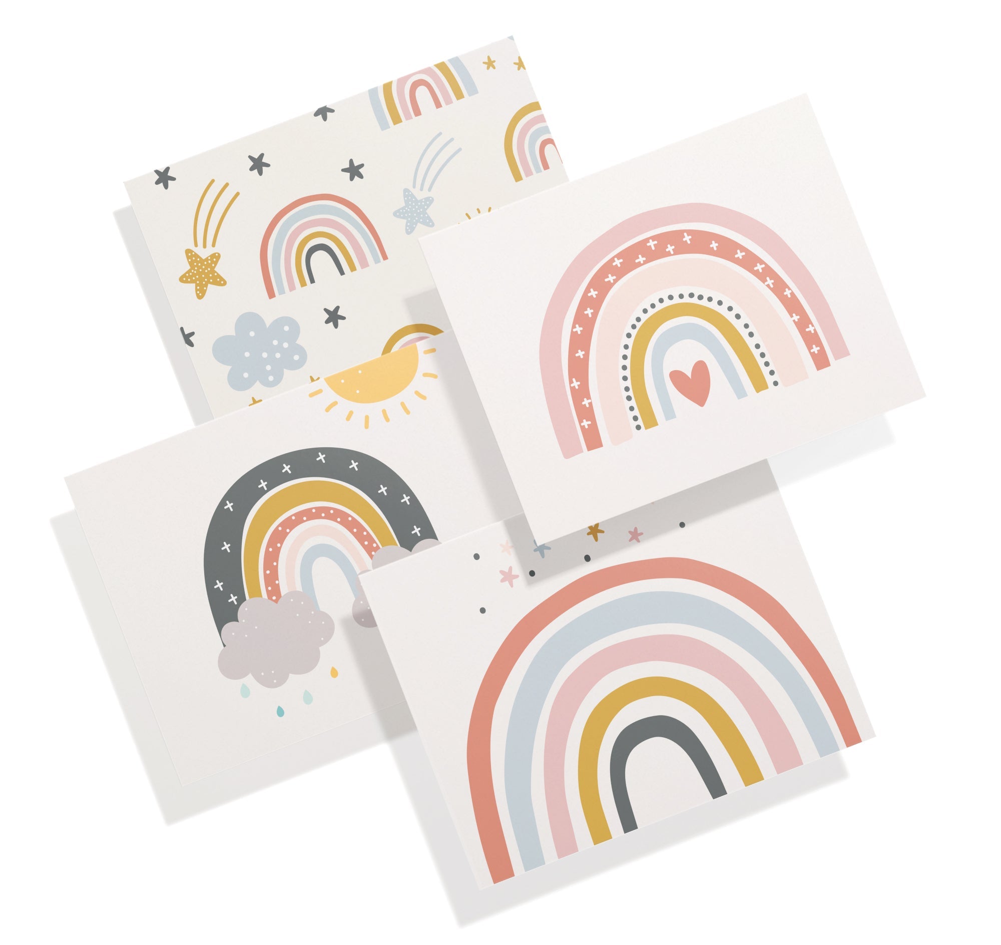 Rainbow Wishes Baby Shower Cards with Envelopes - Set of 12