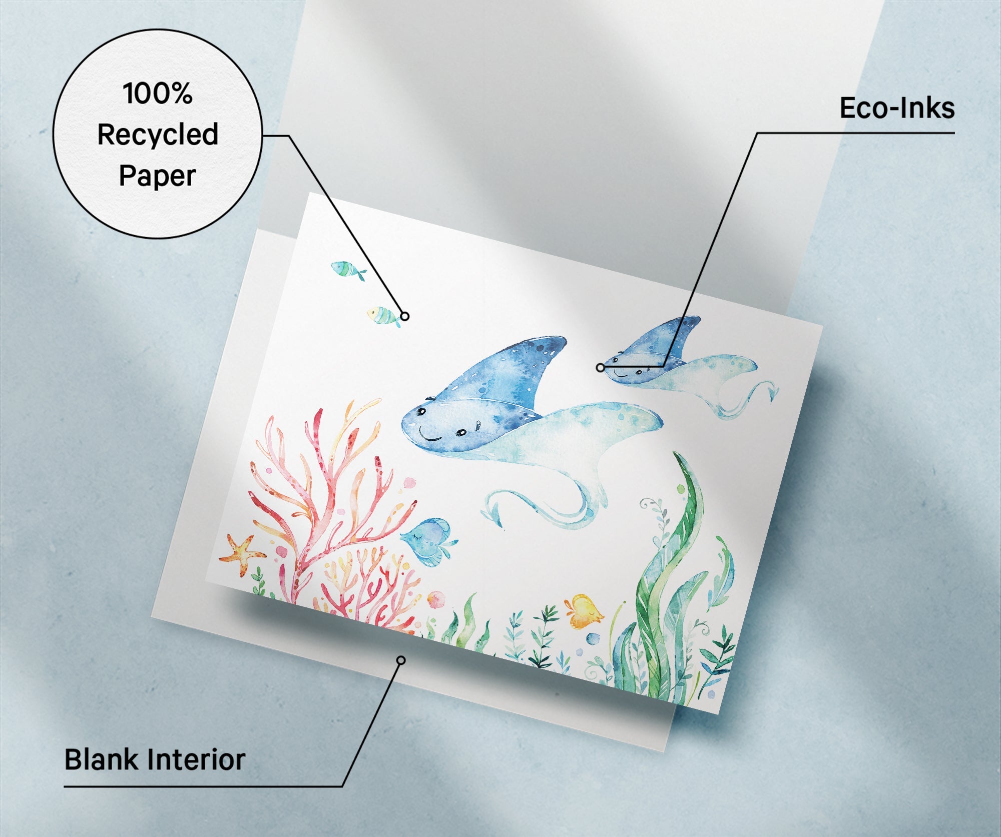 Sea Life Wonders Ocean Baby Shower Cards with Envelopes - Set of 12