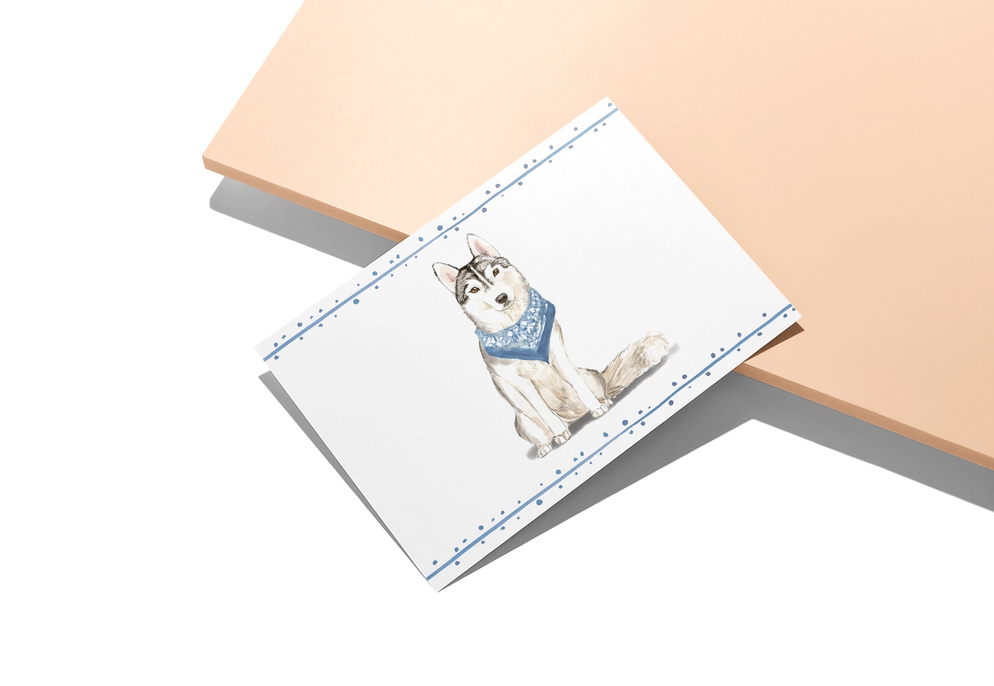 Siberian Husky Watercolor Dog Greeting Cards with Envelopes - Set of 12