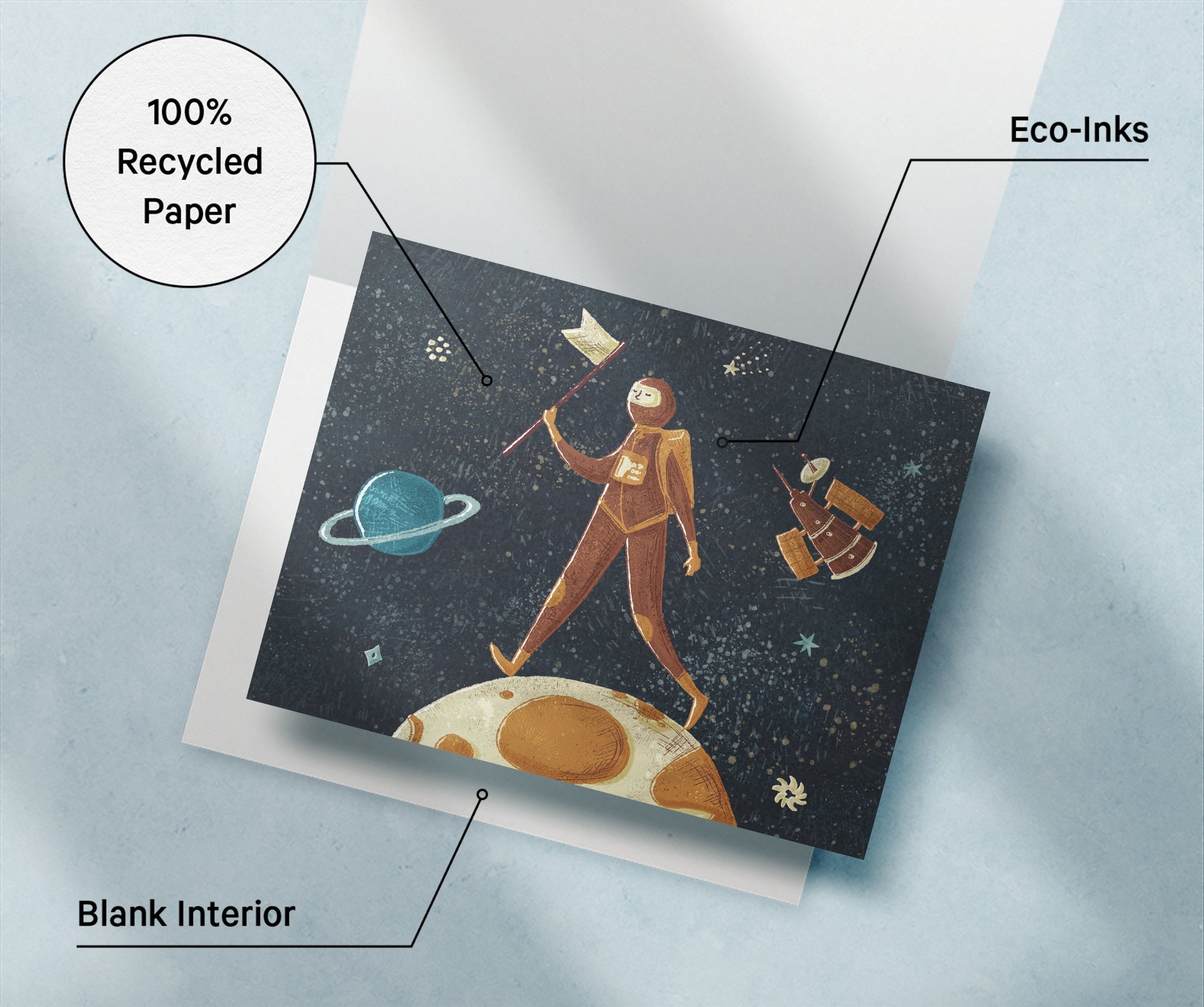Space Odyssey Outer Space Greeting Cards for Kids with Envelopes - Set of 12