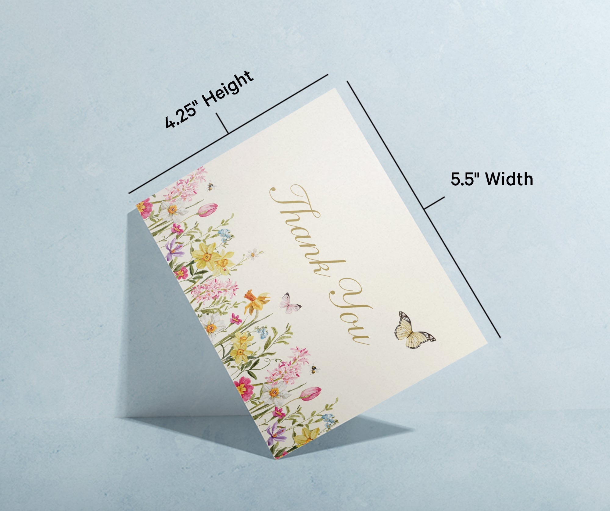 Spring Florals Thank You Greeting Cards with Envelopes - Set of 12