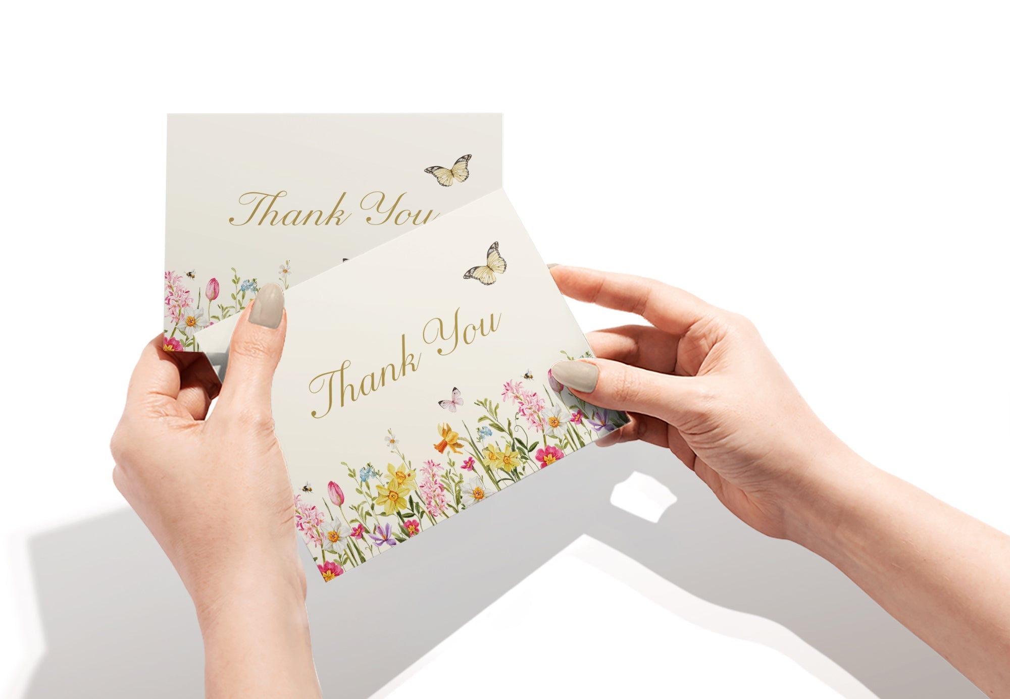 Spring Florals Thank You Greeting Cards with Envelopes - Set of 12