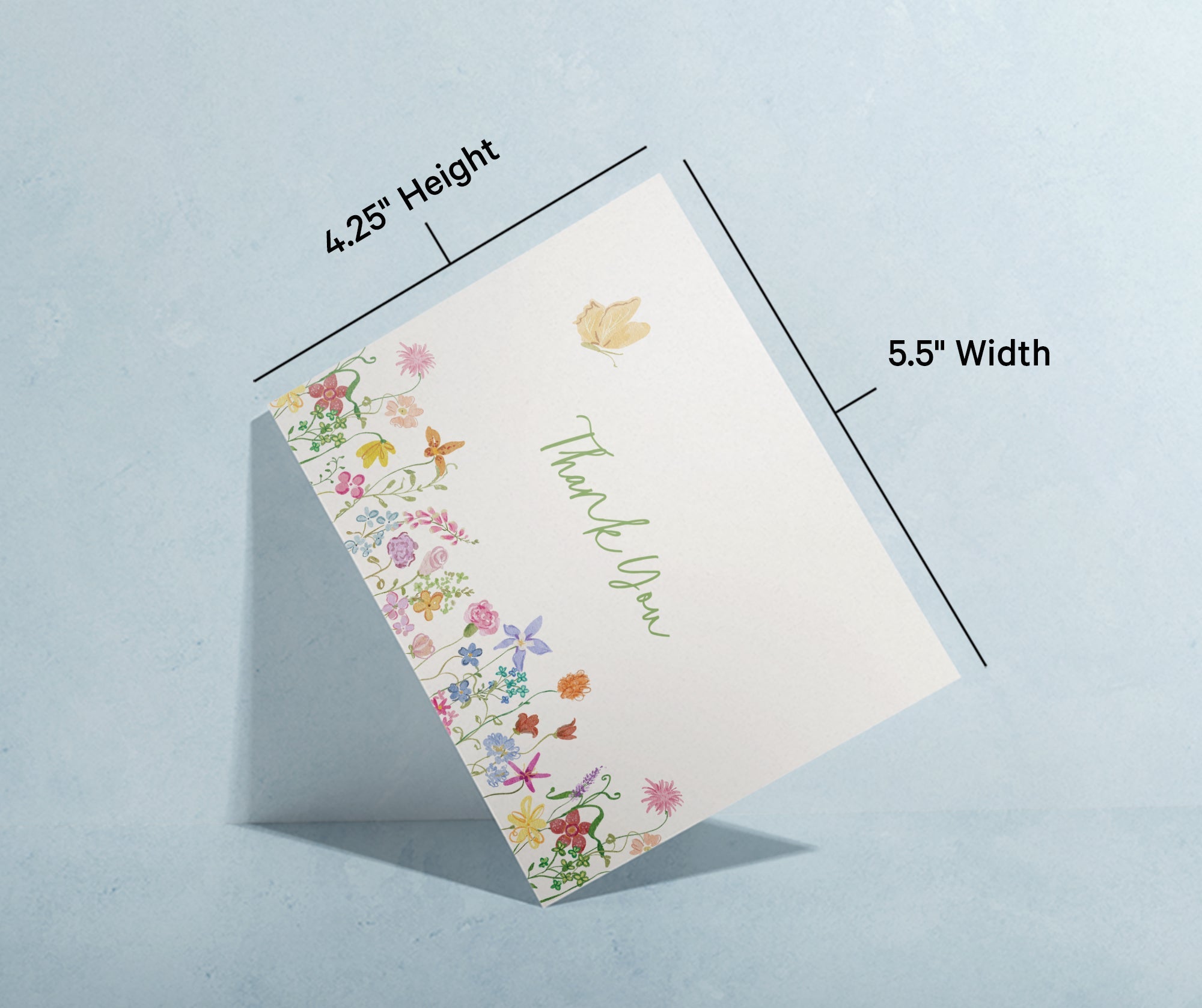 Whimsical Florals Thank You Greeting Cards with Envelopes - Set of 12