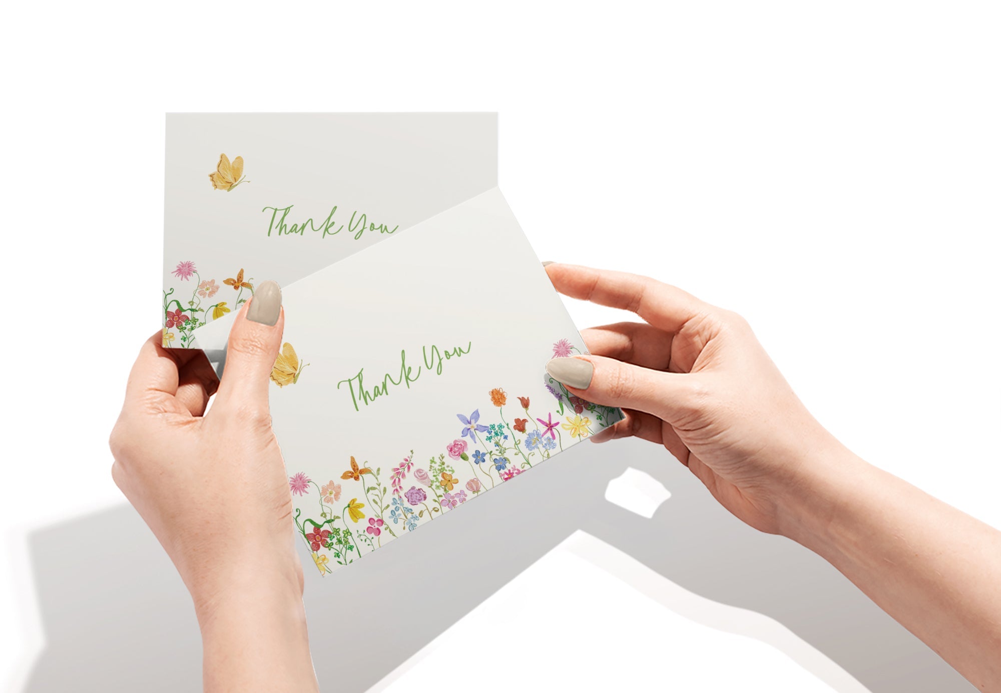 Whimsical Florals Thank You Greeting Cards with Envelopes - Set of 12