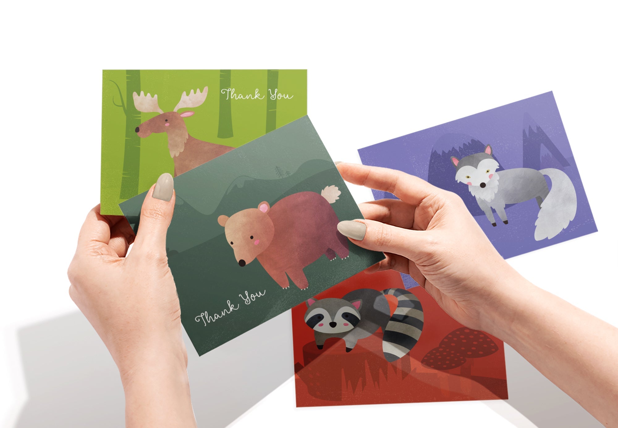 Woodland Critters Animal Greeting Cards with Envelopes - Set of 12