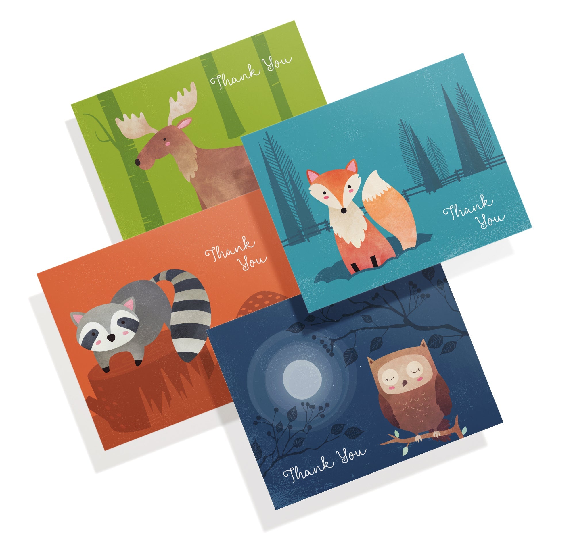 Woodland Critters Animal Greeting Cards with Envelopes - Set of 12