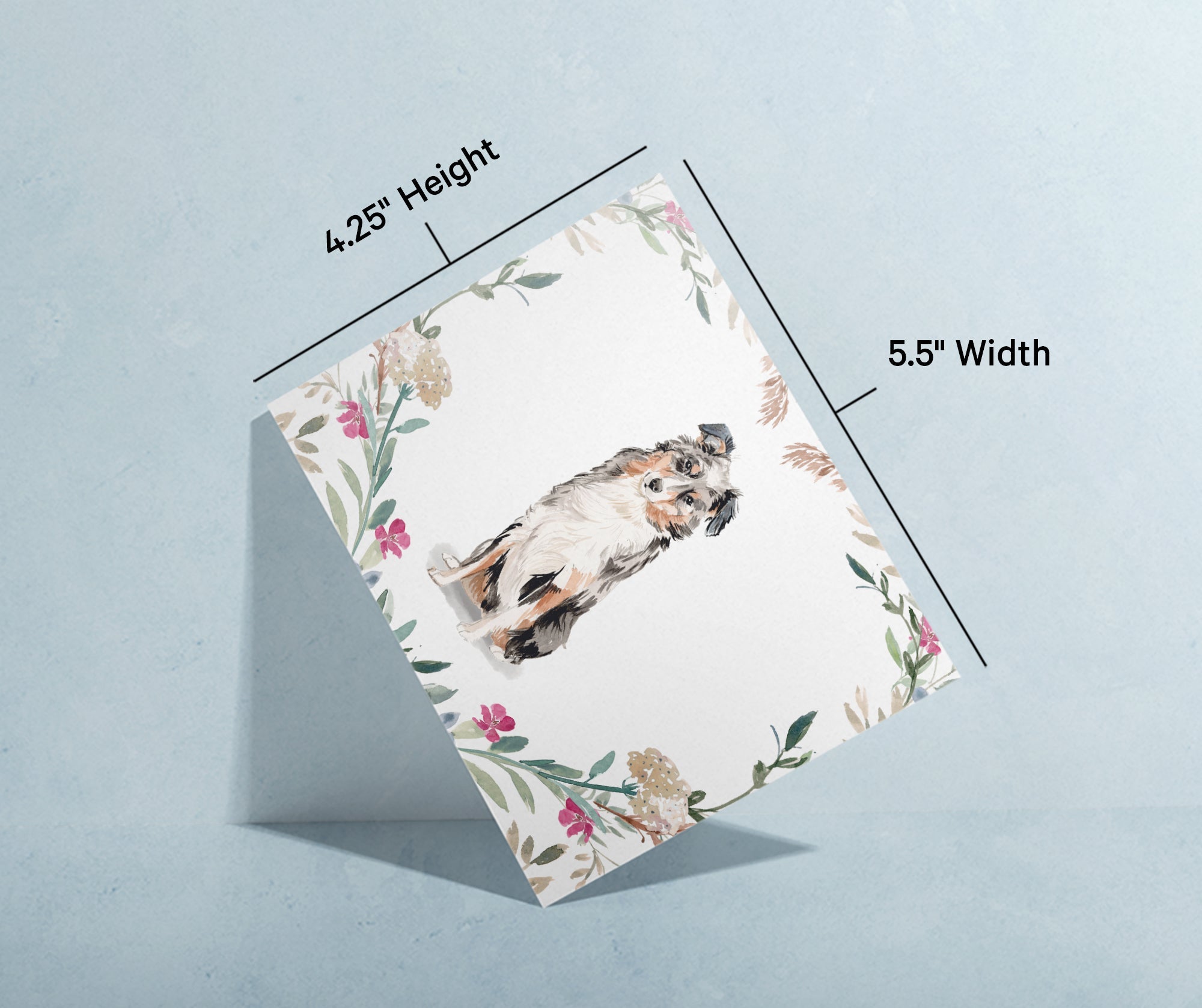 Australian Shepherd Watercolor Dog Greeting Cards with Envelopes - Set of 12