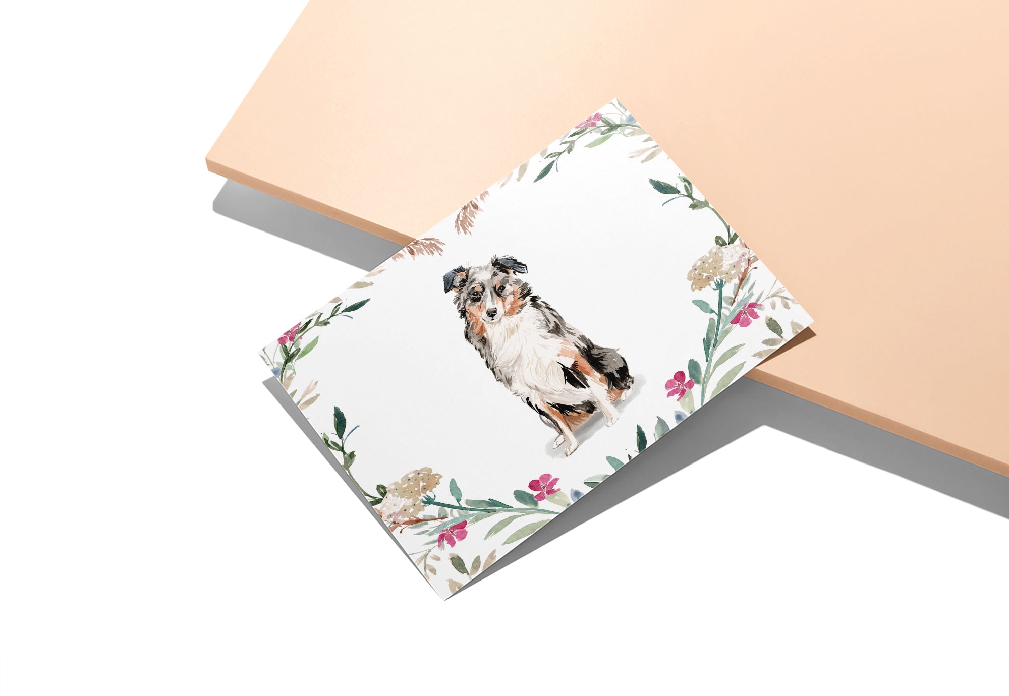 Australian Shepherd Watercolor Dog Greeting Cards with Envelopes - Set of 12