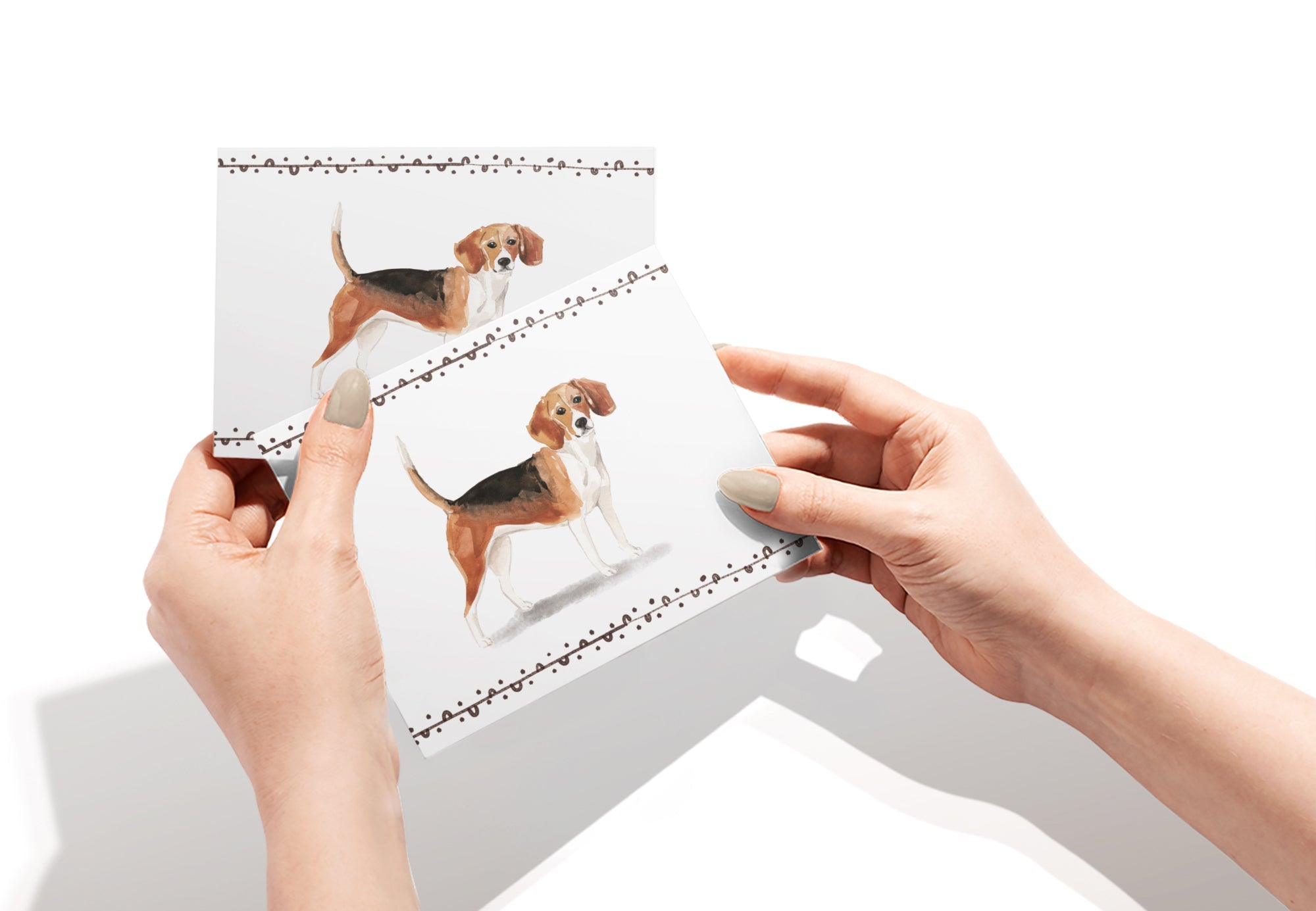 Beagle Watercolor Dog Greeting Cards with Envelopes - Set of 12