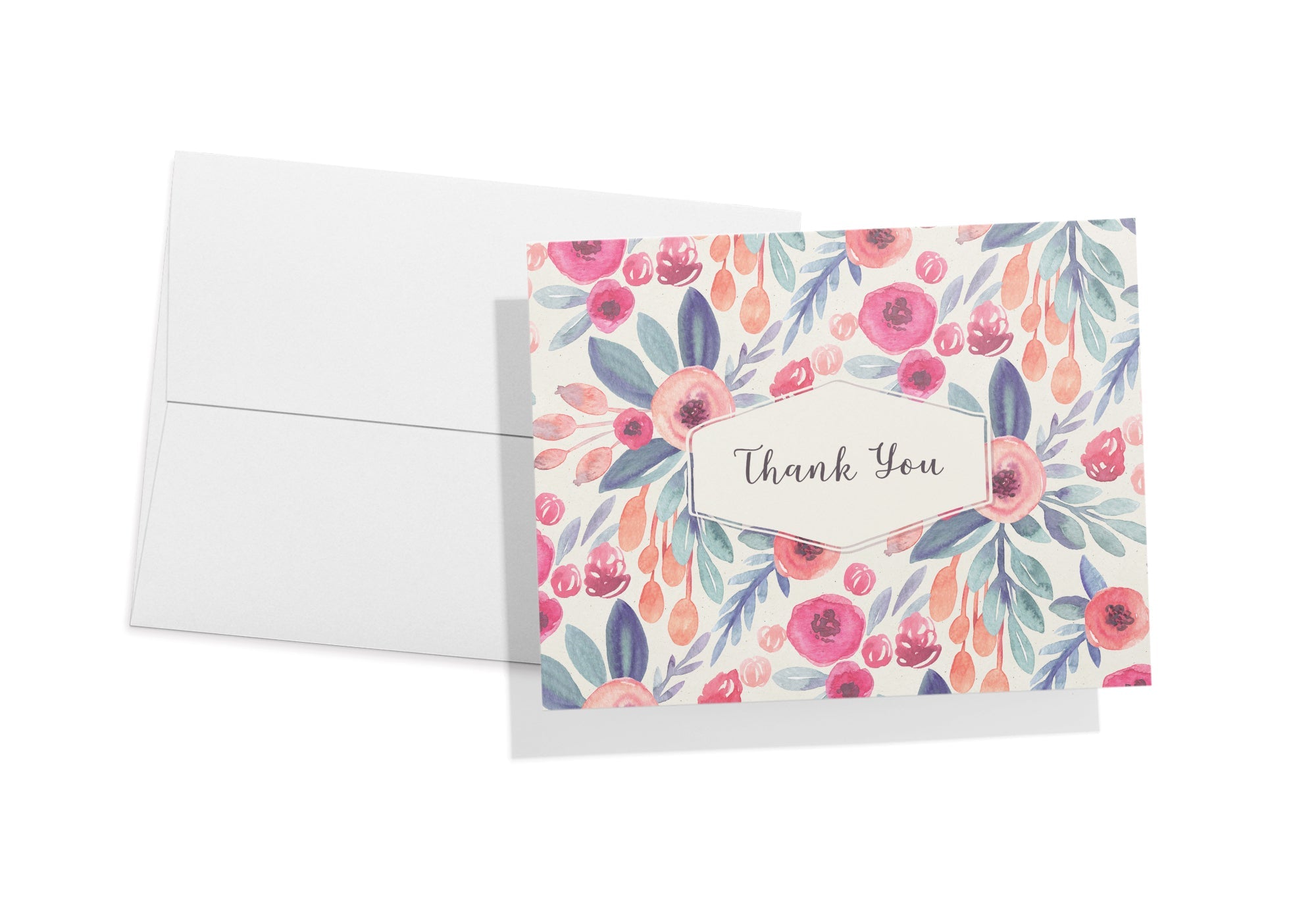 Blossom Bliss Watercolor Flower Thank You Cards with Envelopes - Set of 12