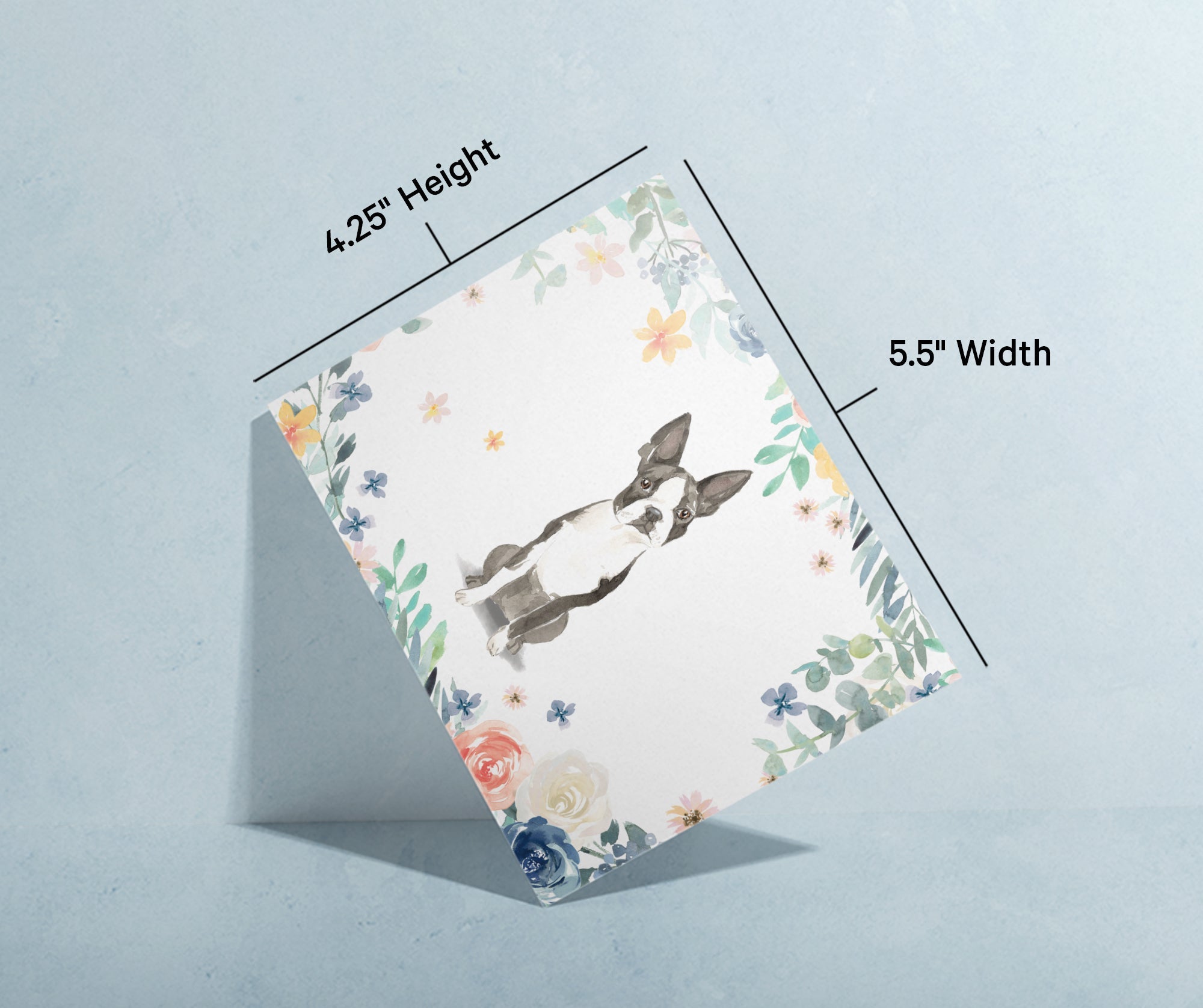Boston Terrier Watercolor Dog Greeting Cards with Envelopes - Set of 12