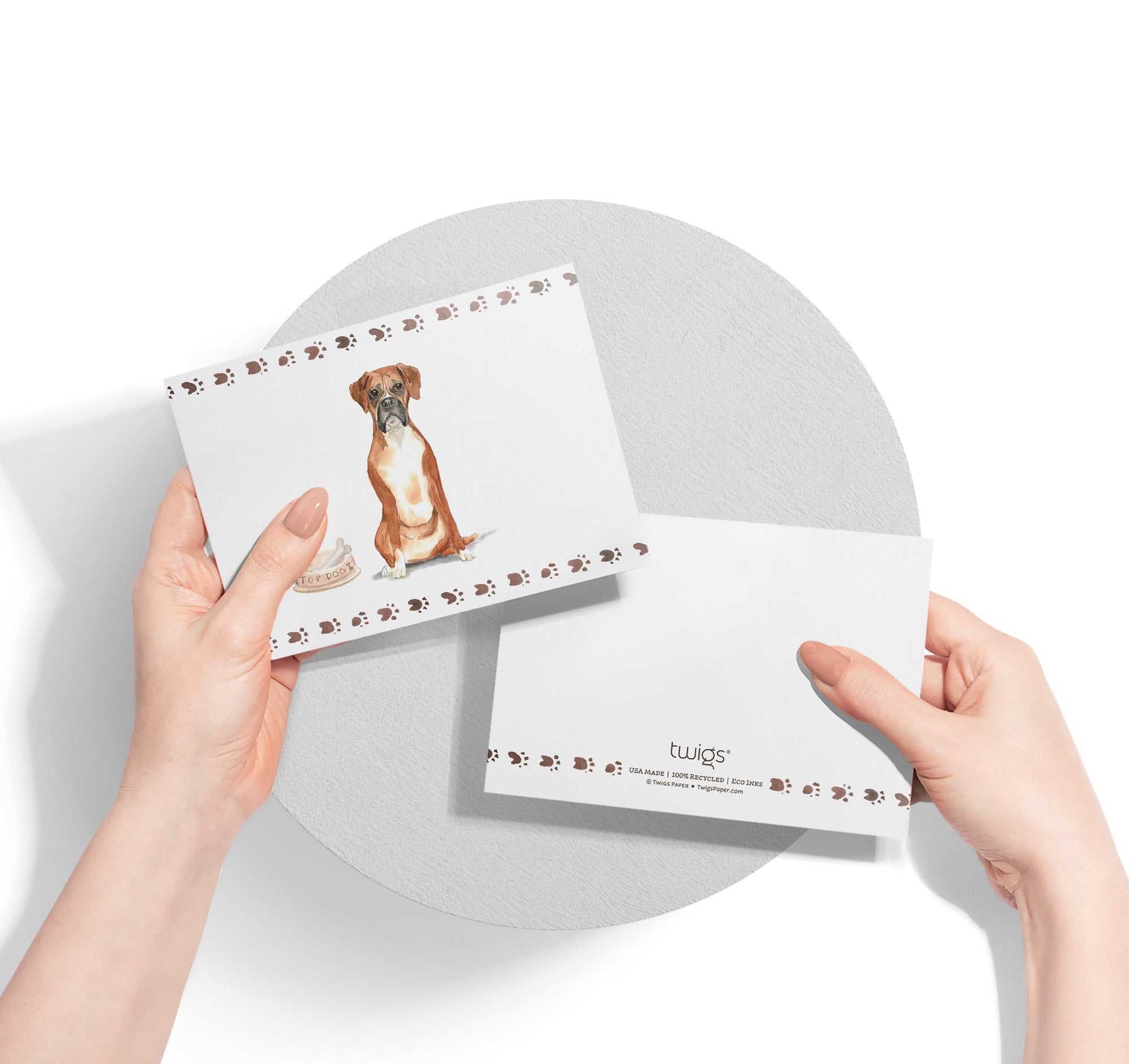 Boxer Dog Watercolor Greeting Cards with Envelopes - Set of 12