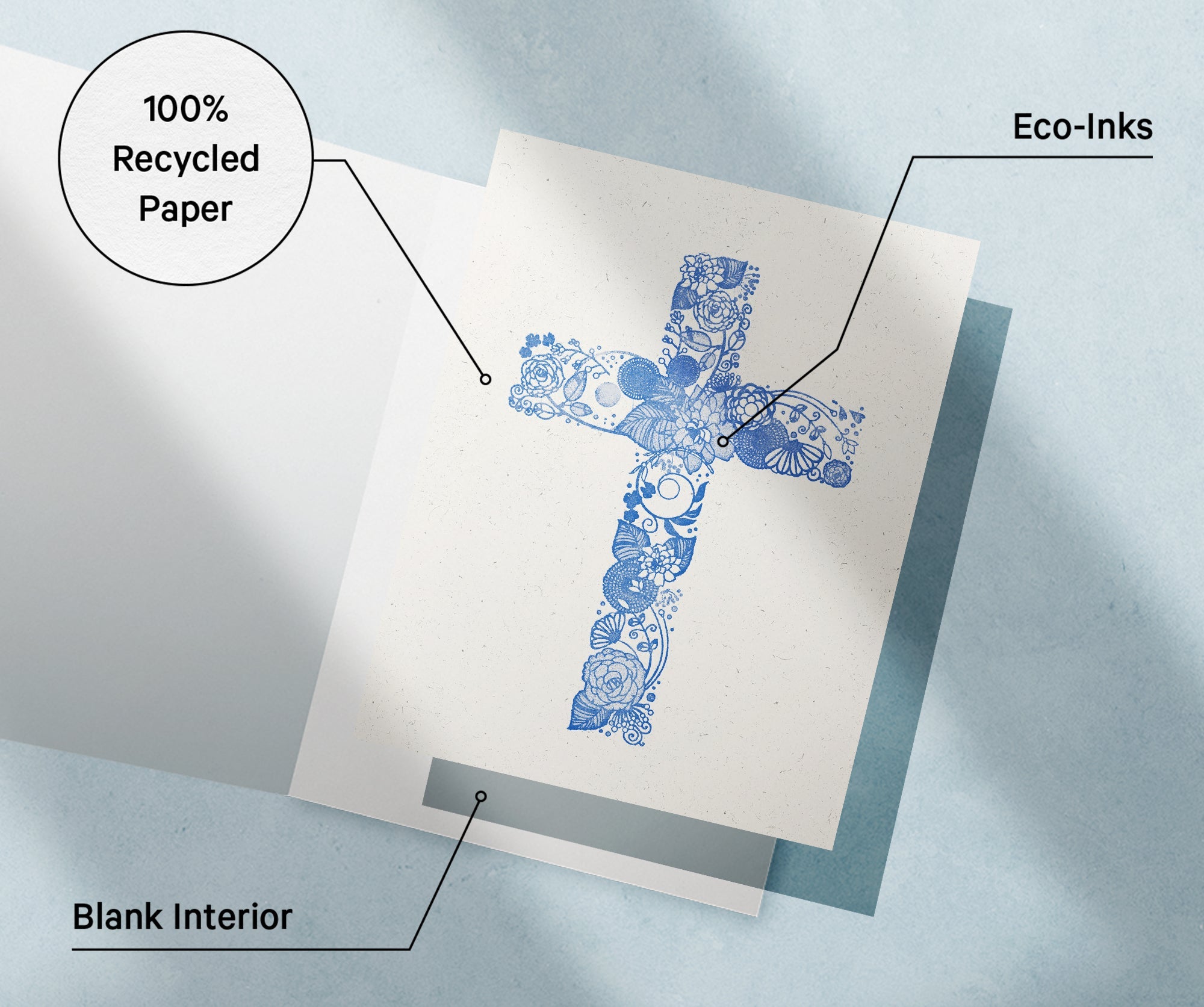 Faithful Blooms Christian Cross Note Cards with Envelopes - Set of 12
