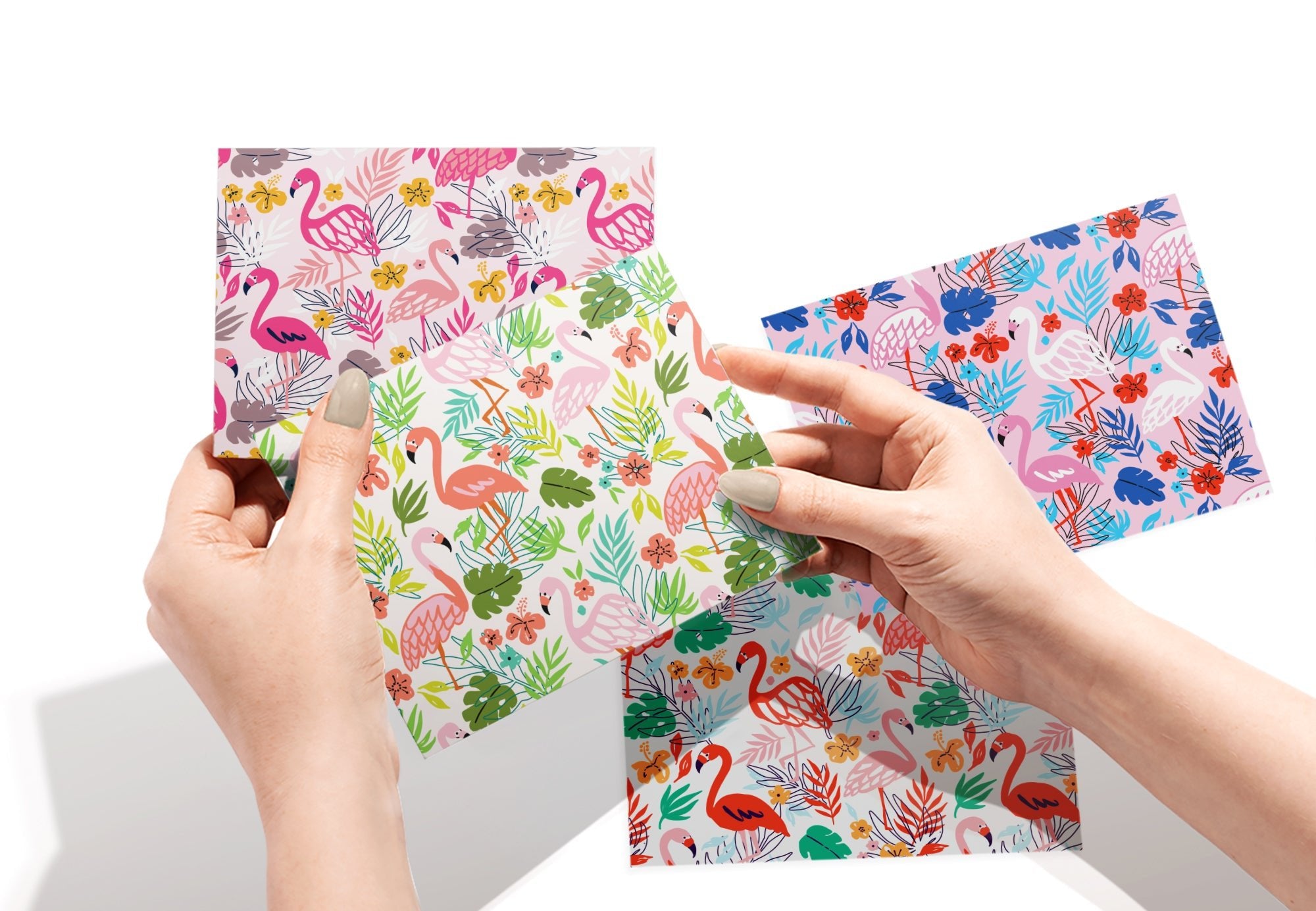 Flamingo Flair Tropical Greeting Cards with Envelopes - Set of 12