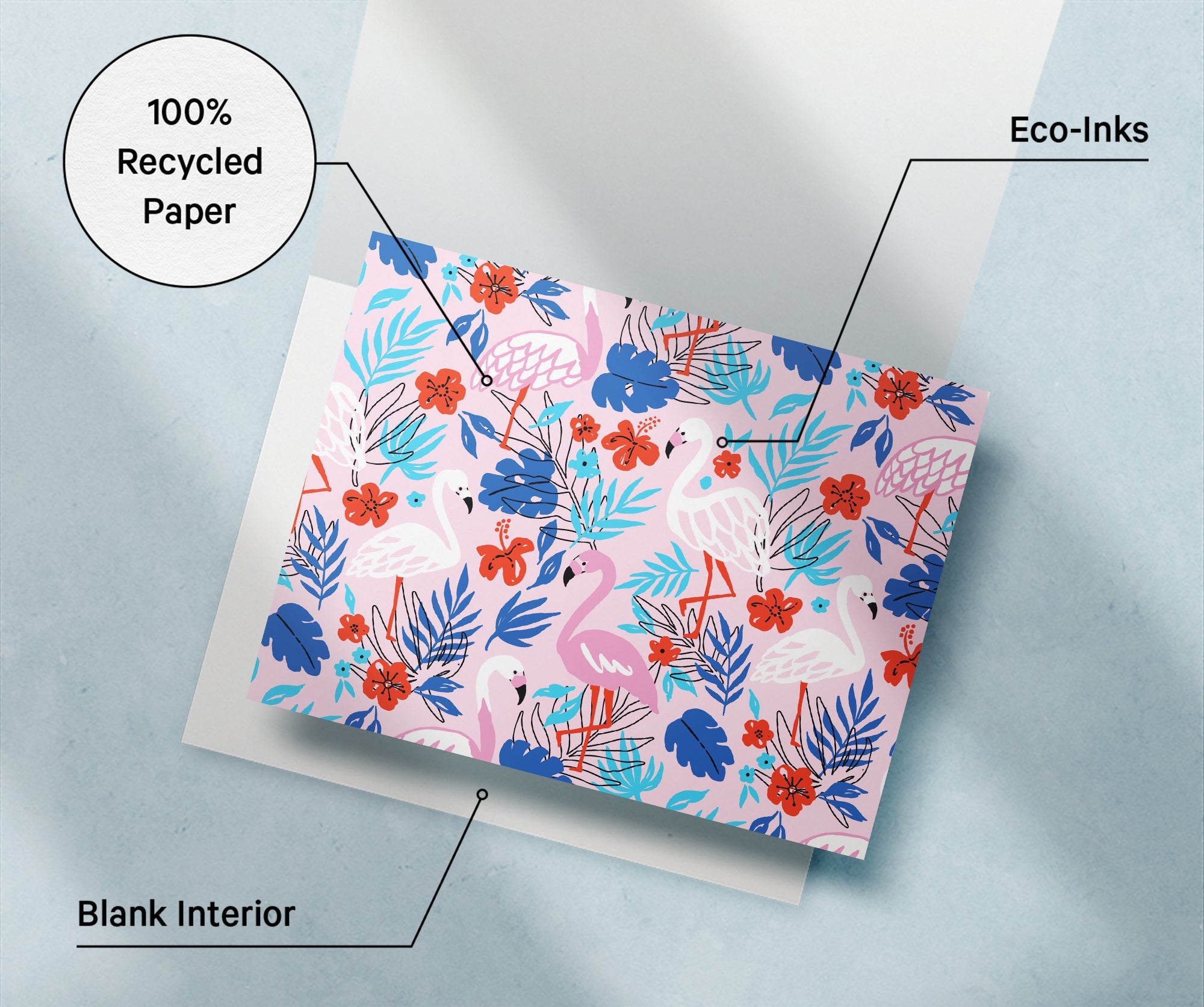 Flamingo Flair Tropical Greeting Cards with Envelopes - Set of 12