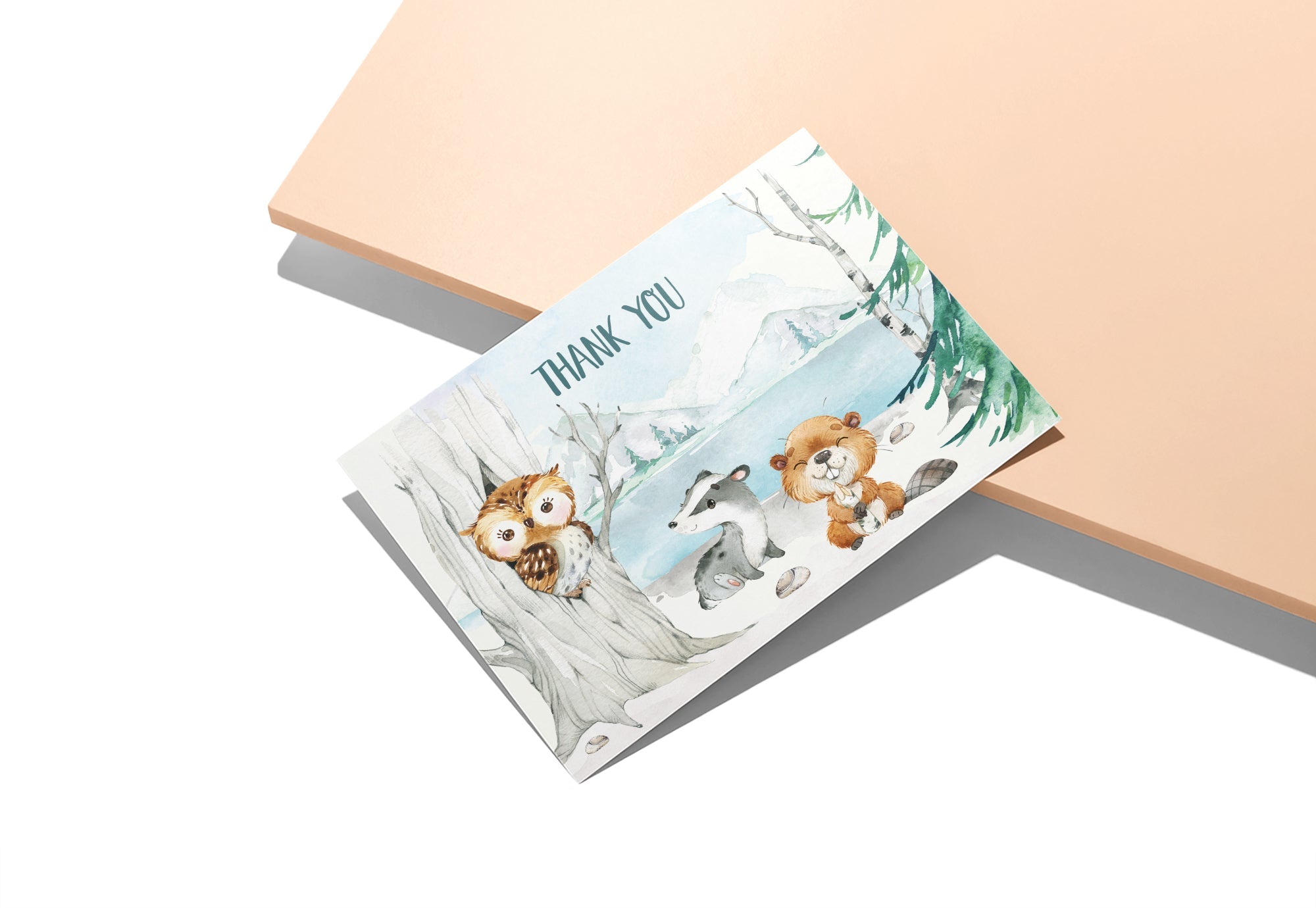 Forest Friends Woodland Animal Thank You Cards with Envelopes - Set of 12