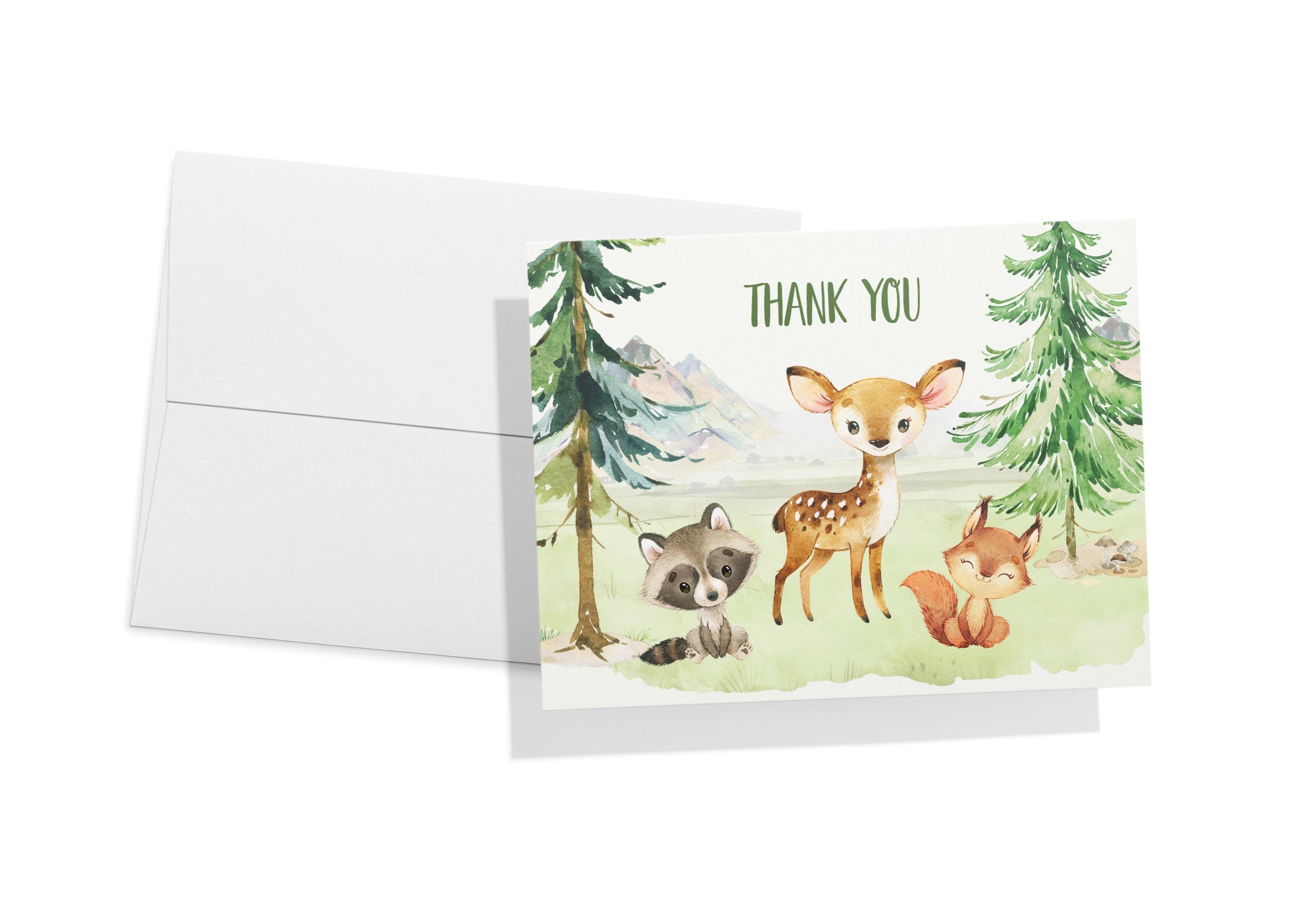 Forest Friends Woodland Animal Thank You Cards with Envelopes - Set of 12