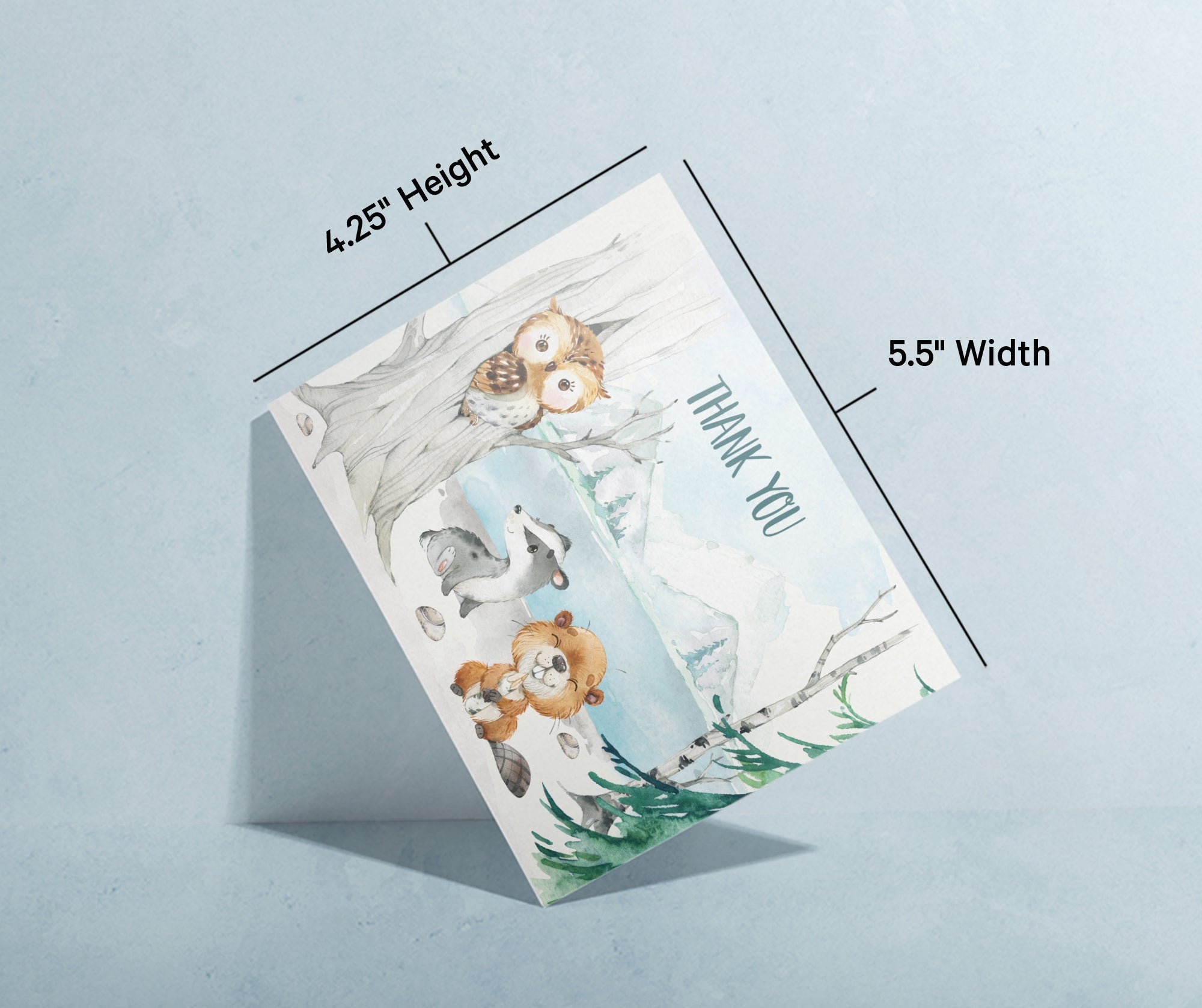 Forest Friends Woodland Animal Thank You Cards with Envelopes - Set of 12